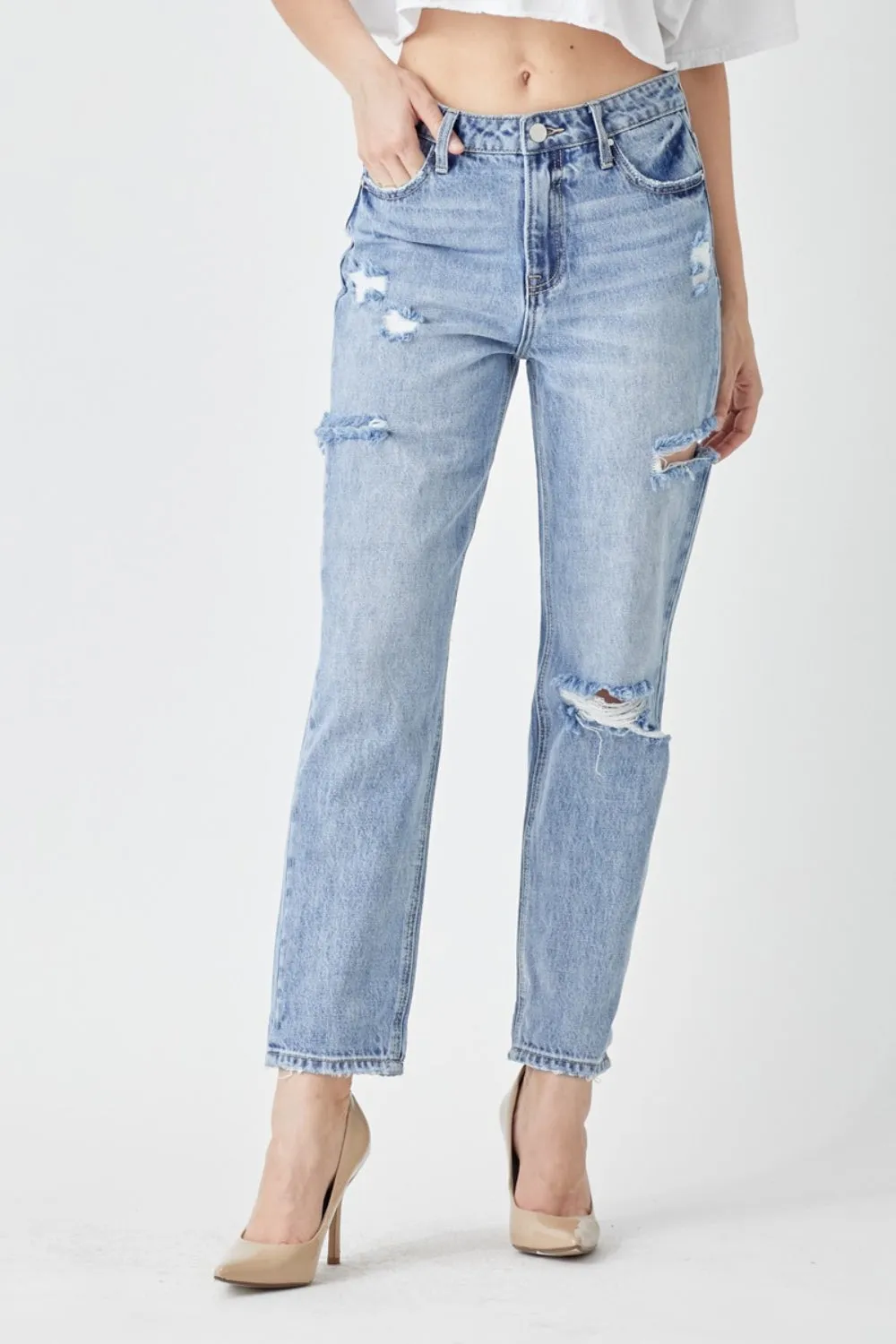 (1-13) Sofia RISEN Distressed Slim Cropped Jeans