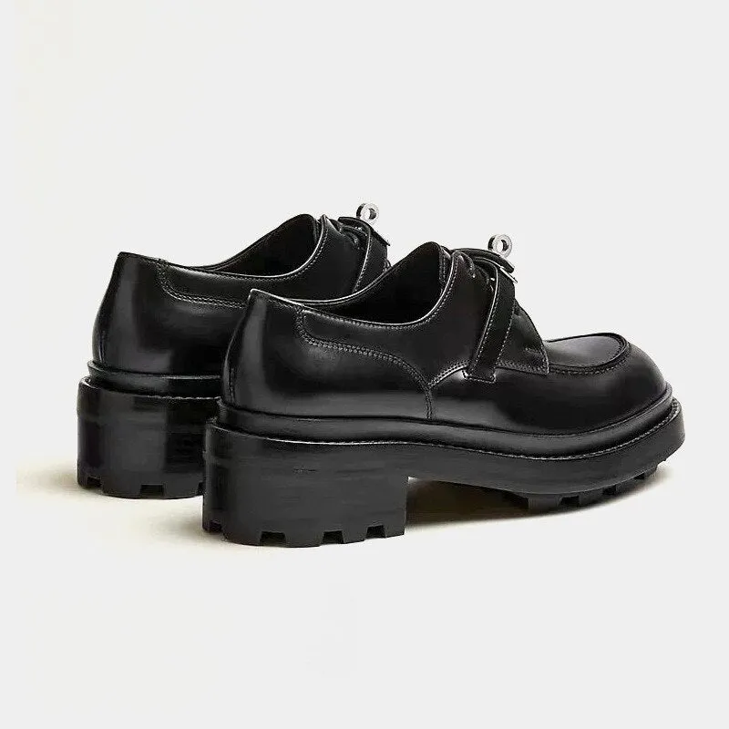 2023 Spinrg Autumn Black Leather Women Loafers Lace Up Flat Shoes Women Silver Buckle Round Toe Women Flats Casual Shoes Woman