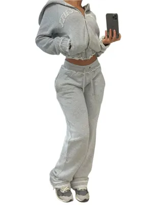 Aesthetic Grey Punk-Inspired Fall/Winter Outfit – Y2K Zipper Jacket   Straight Trousers