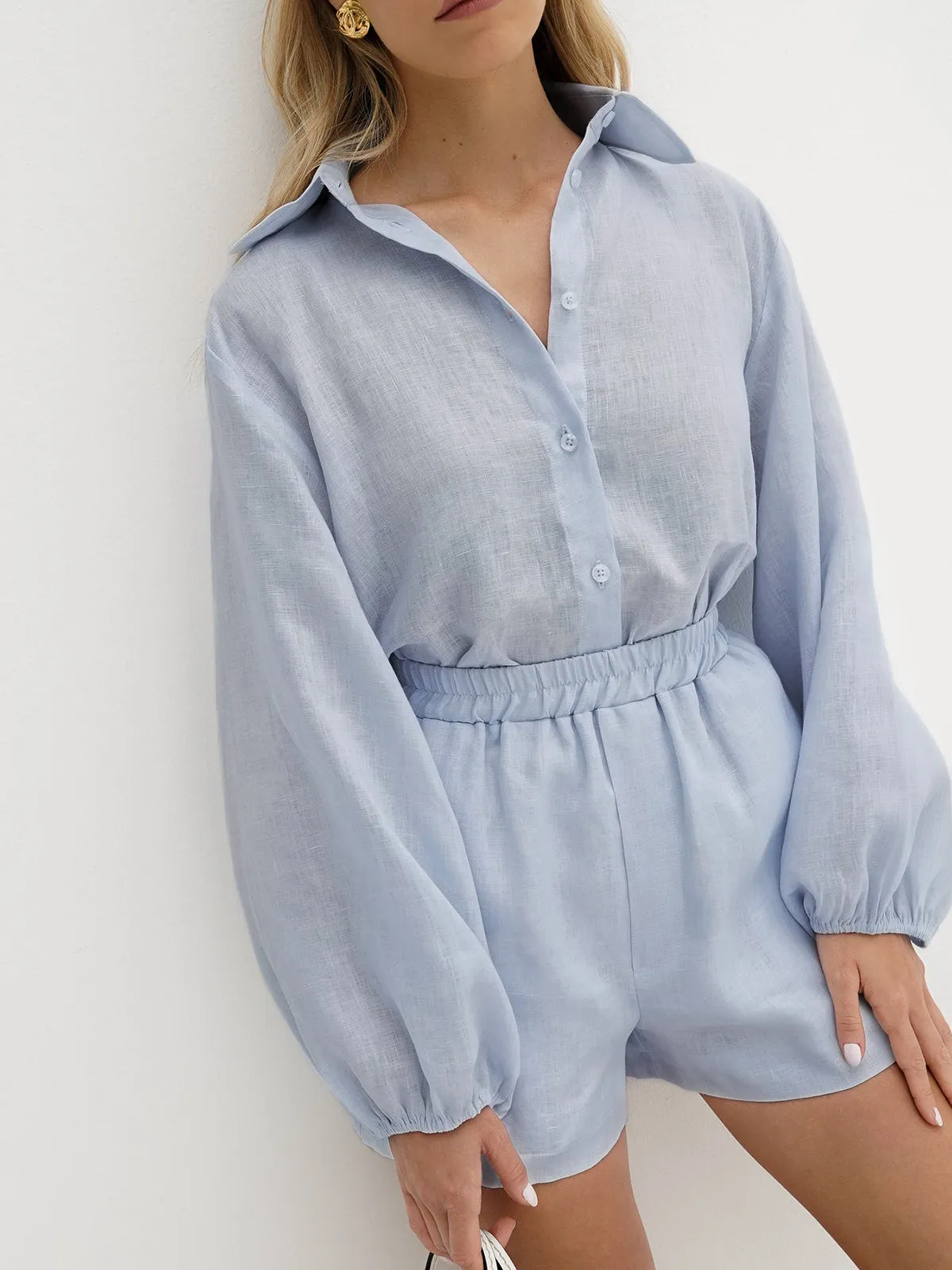 Arden Cotton-Linen Shorts Set