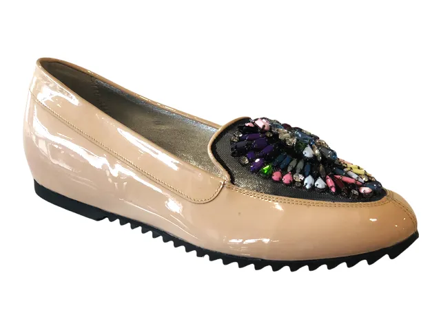 Azuree JACOB 16F Blush & Multi Patent Leather Flats