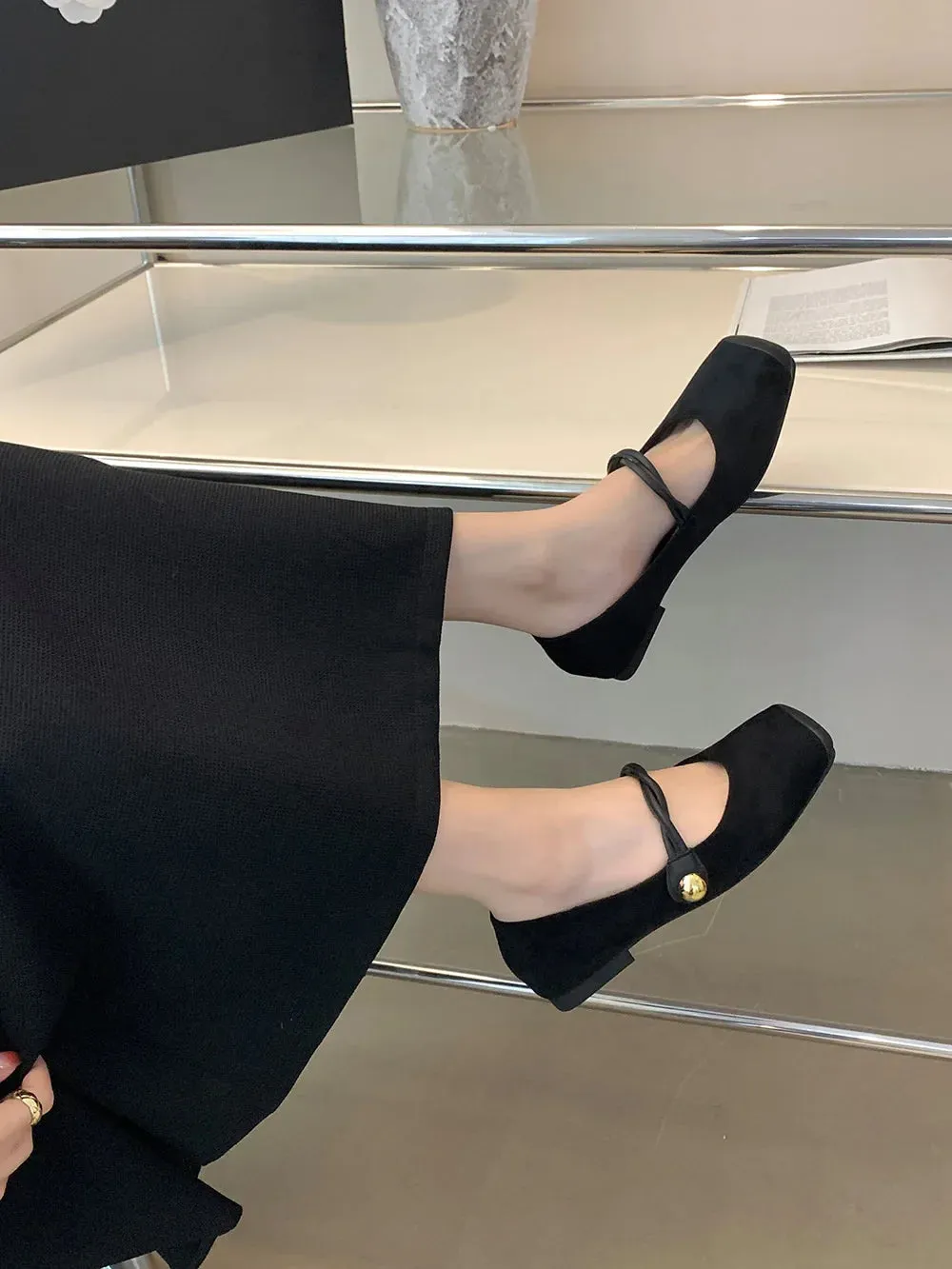 binfenxie  -  Square Toe Women Flats Loafers 2024 New Arrivals Dance Shoes Black Brown Green Belt Buckle Casual Mules Shoes Woman Size 35-39
