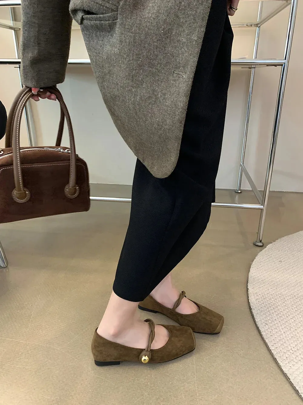 binfenxie  -  Square Toe Women Flats Loafers 2024 New Arrivals Dance Shoes Black Brown Green Belt Buckle Casual Mules Shoes Woman Size 35-39