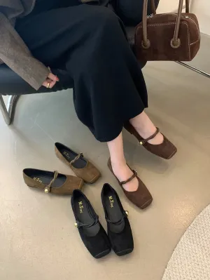 binfenxie  -  Square Toe Women Flats Loafers 2024 New Arrivals Dance Shoes Black Brown Green Belt Buckle Casual Mules Shoes Woman Size 35-39