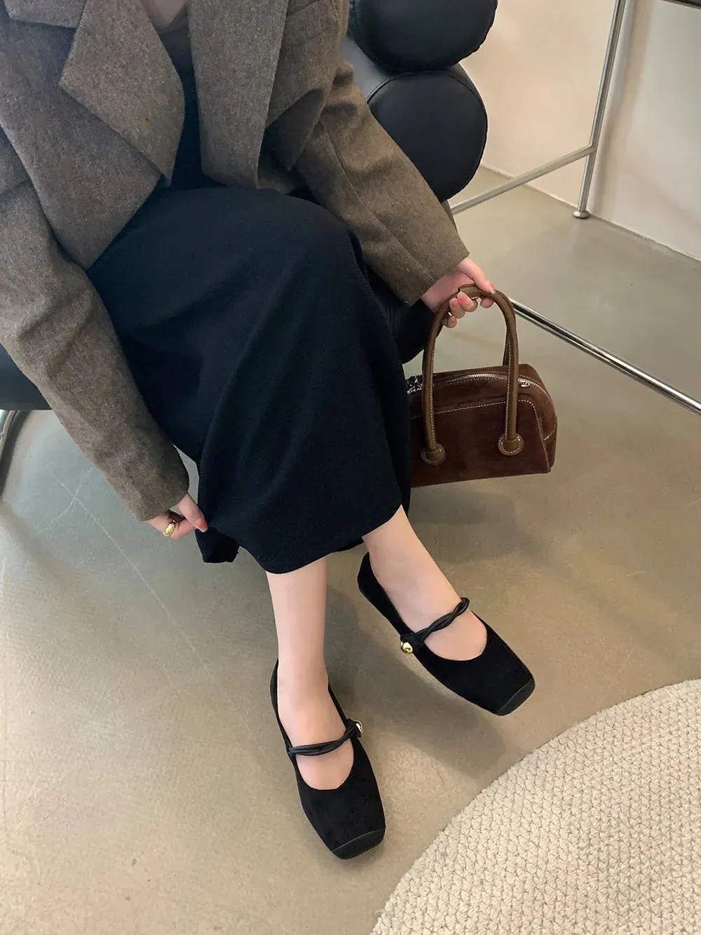 binfenxie  -  Square Toe Women Flats Loafers 2024 New Arrivals Dance Shoes Black Brown Green Belt Buckle Casual Mules Shoes Woman Size 35-39