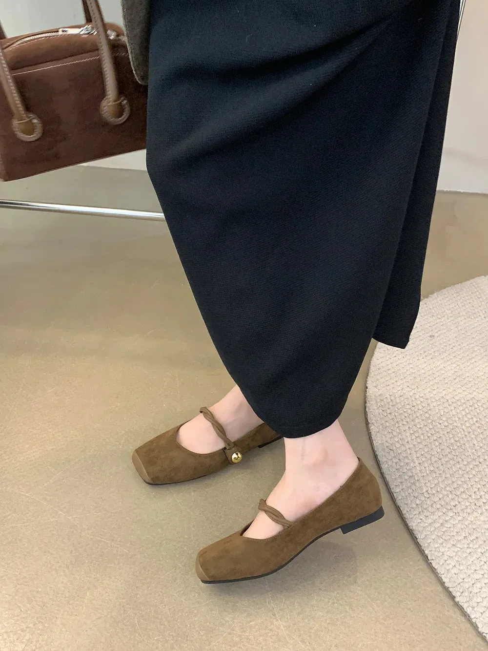 binfenxie  -  Square Toe Women Flats Loafers 2024 New Arrivals Dance Shoes Black Brown Green Belt Buckle Casual Mules Shoes Woman Size 35-39