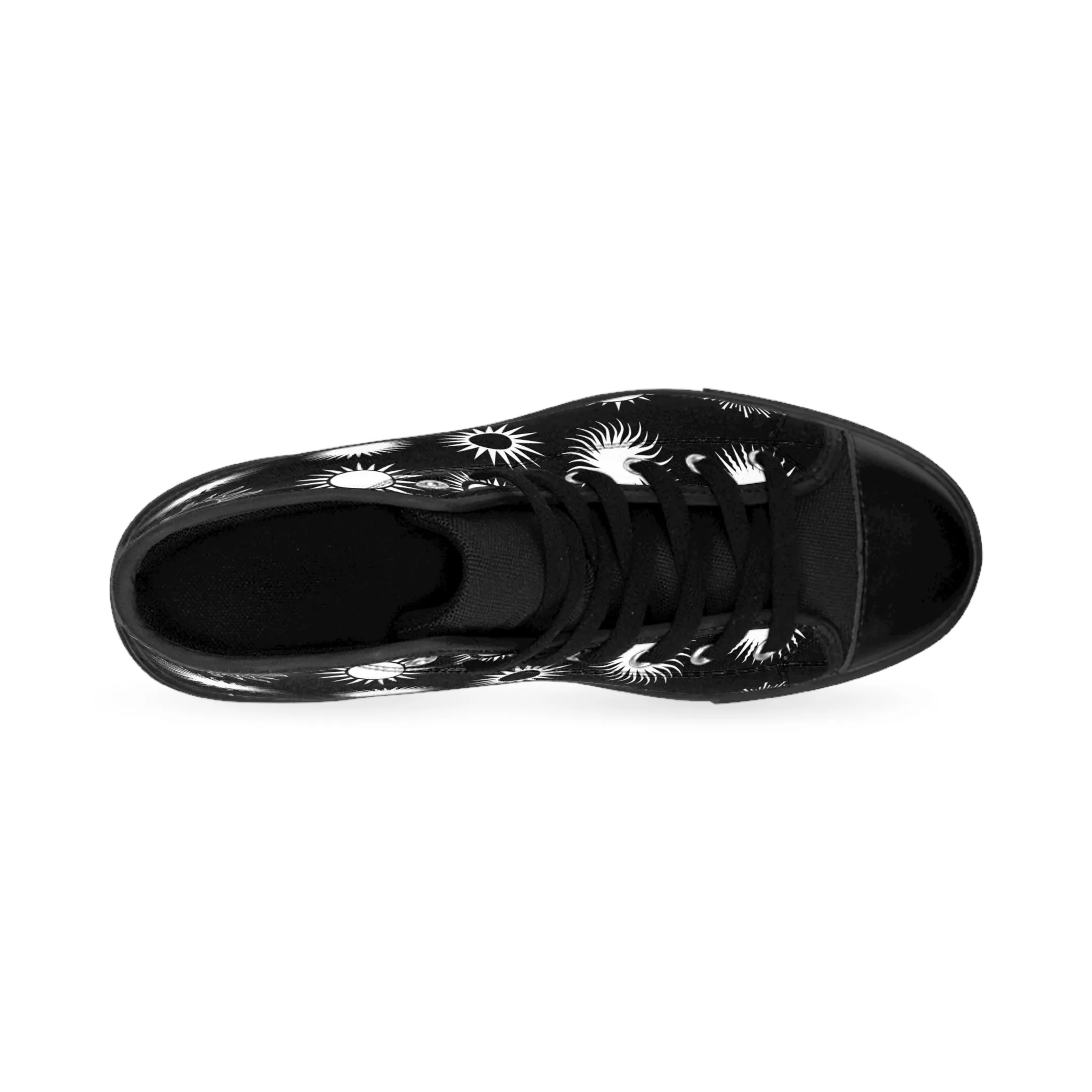 Black Sun White Pattern Women's Classic Sneakers