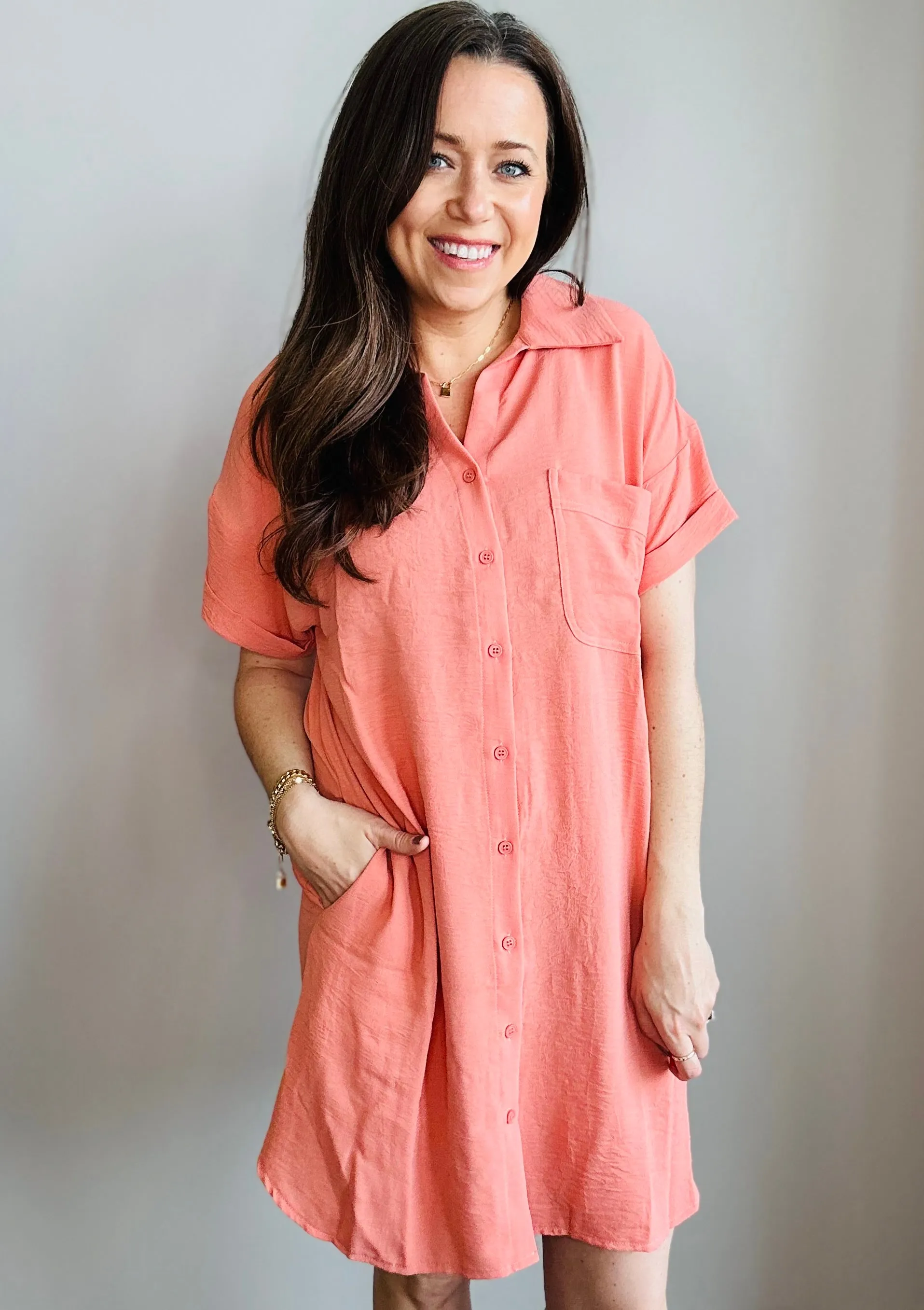 Breezy Button-Up Shirt Dress – Effortless Style for Every Occasion