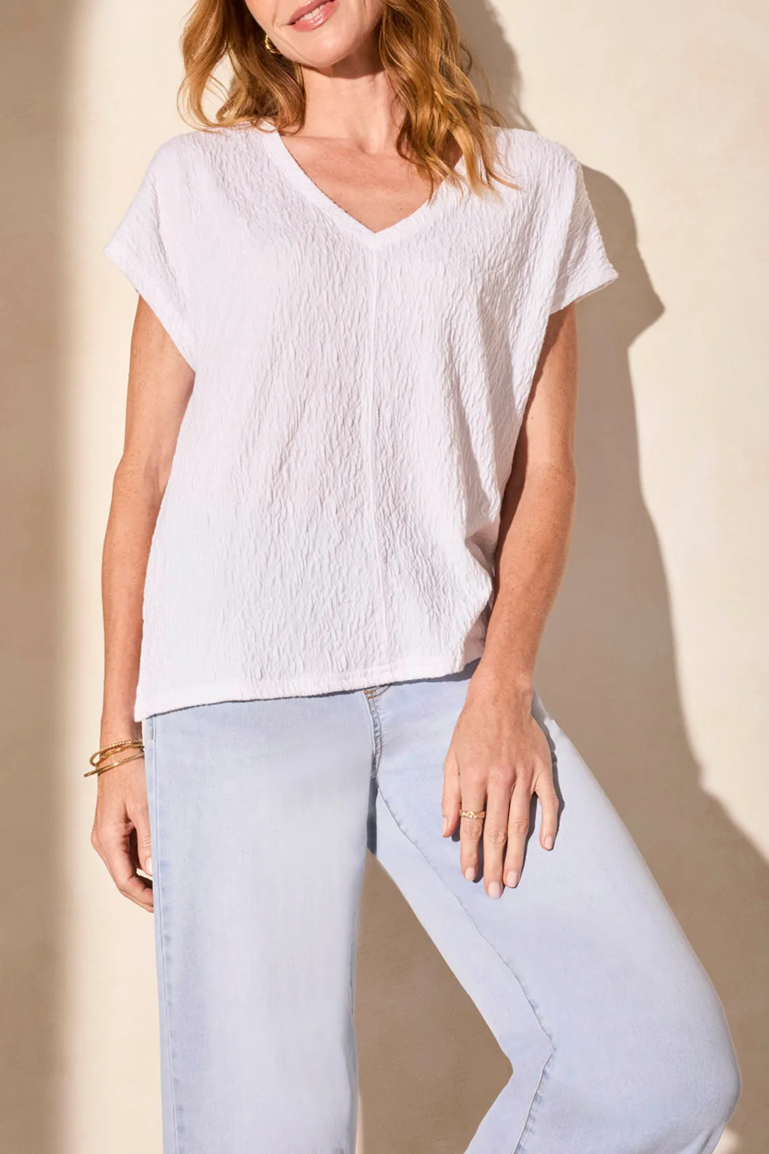 Cap Sleeve V Neck Top
