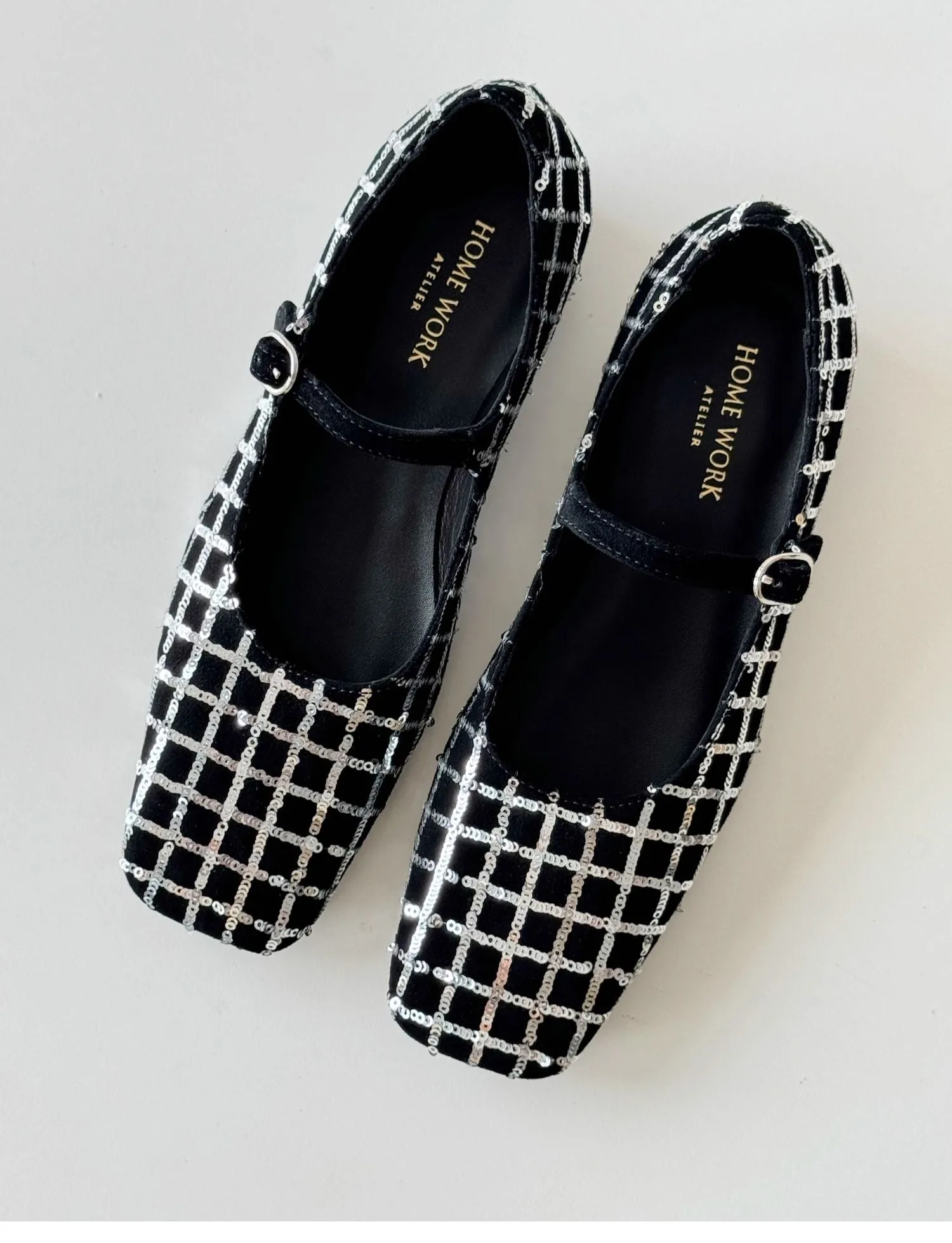 Checkered Sequin Mary Janes