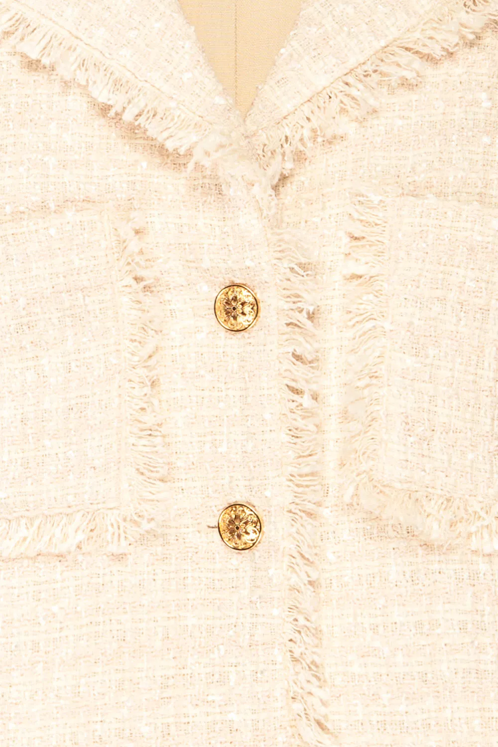 Cheryl | Cropped Cream Tweed Top w/ Pockets