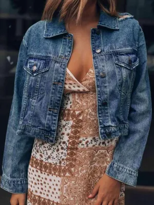 Classic Layer Distressed Denim Jacket