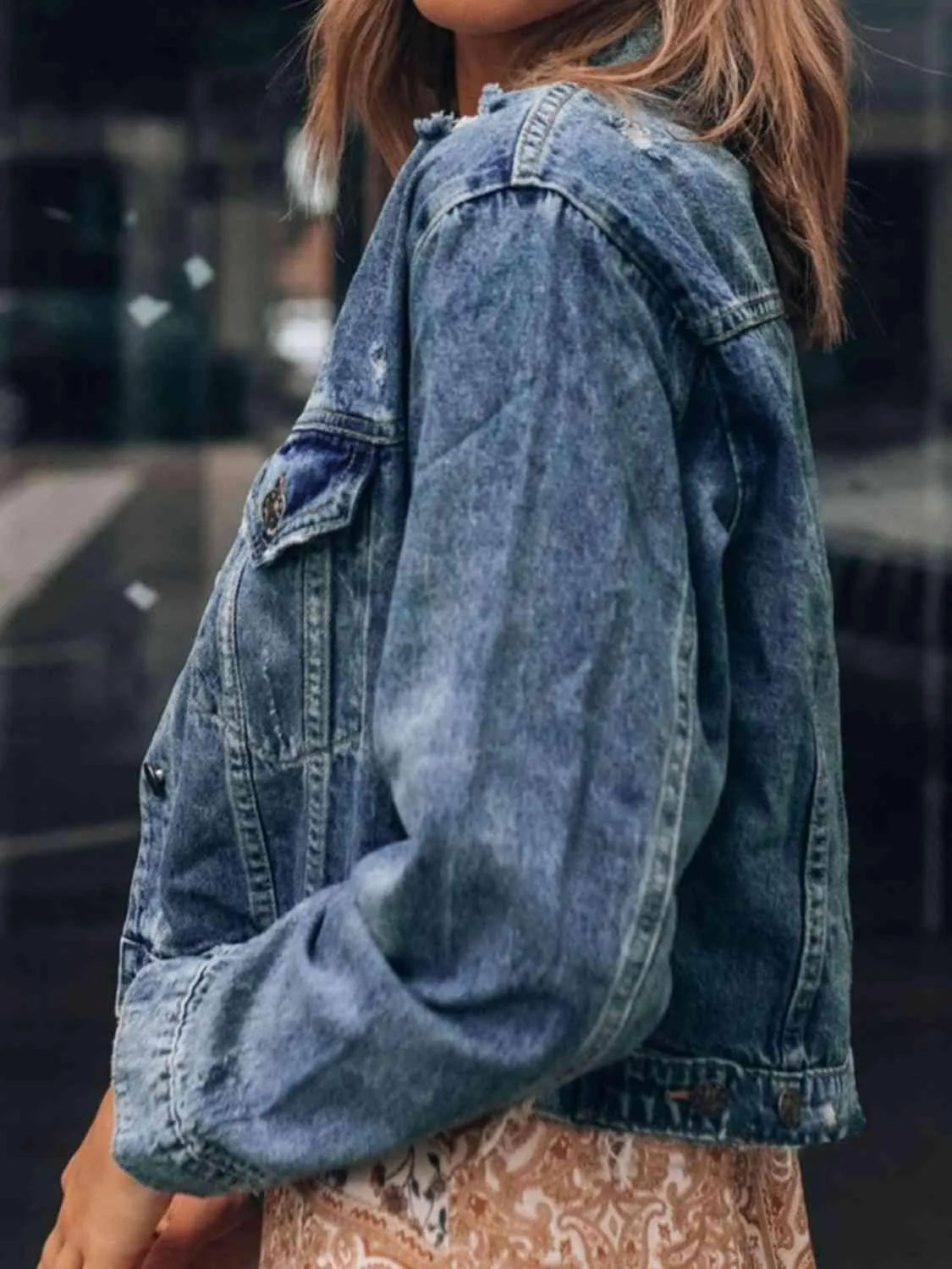 Classic Layer Distressed Denim Jacket