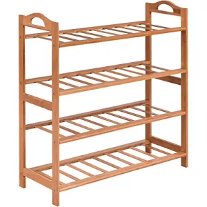 COSTWAY Bamboo 4-tier Shoe Rack Entryway Flat Shelf Storage Organizer Home (Natural)