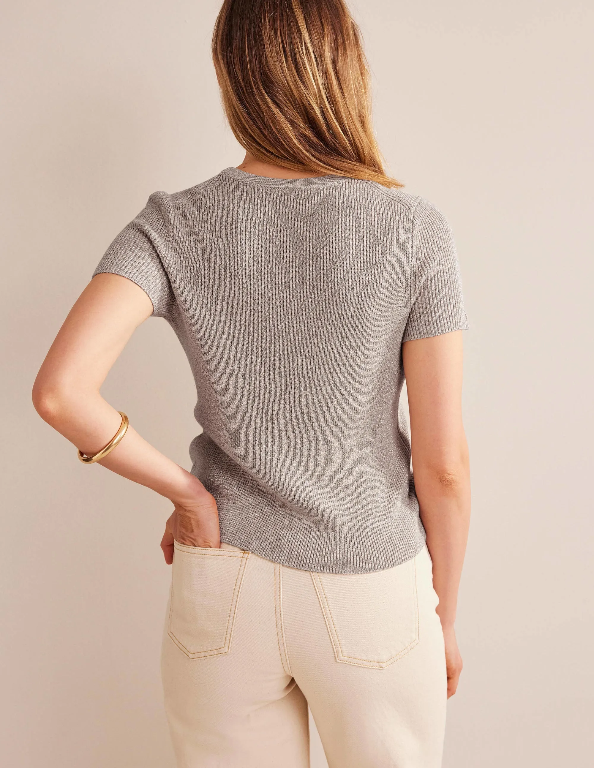Cropped Sparkle Knit T-Shirt-Rope Sparkle