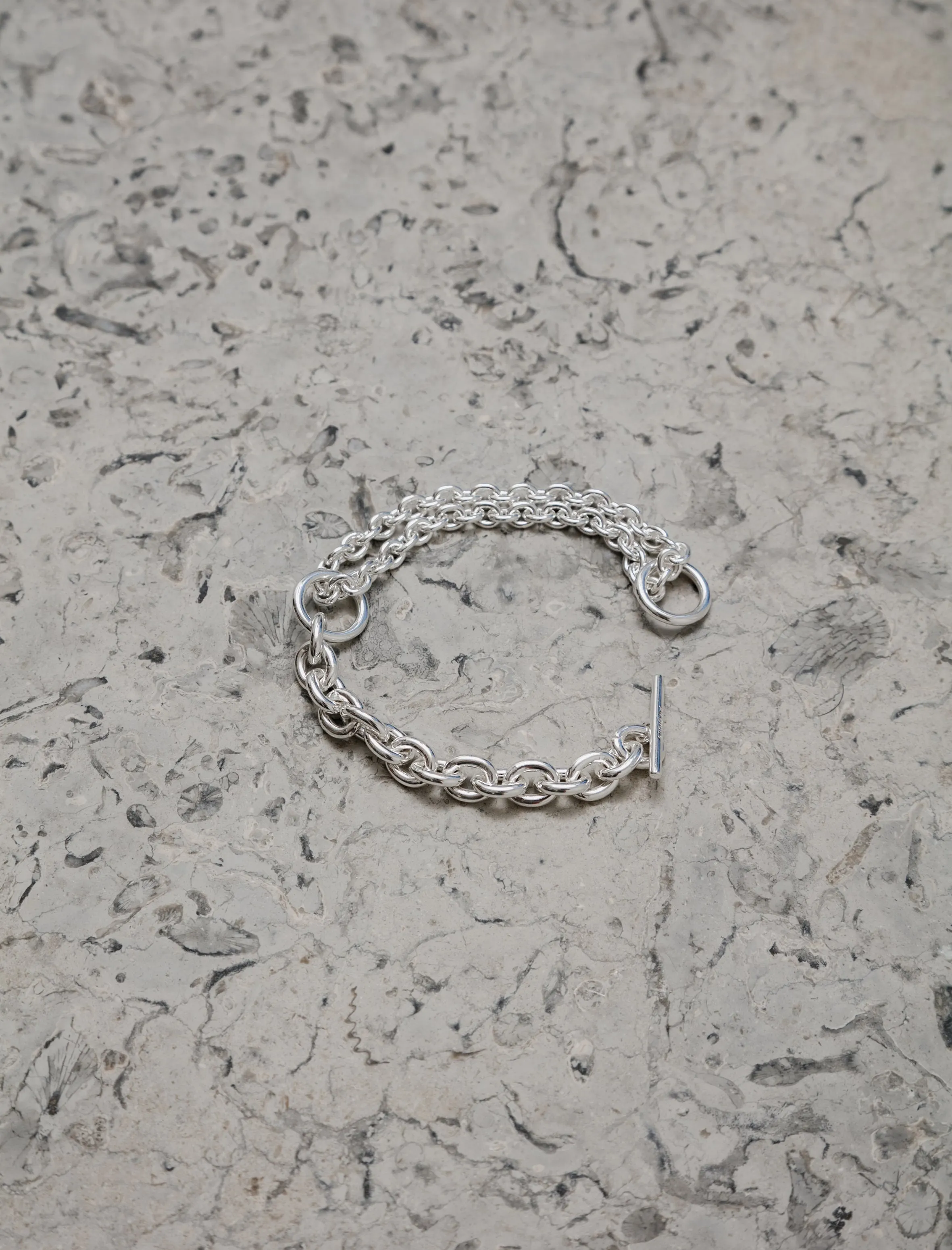 Double Bracelet Polished Silver