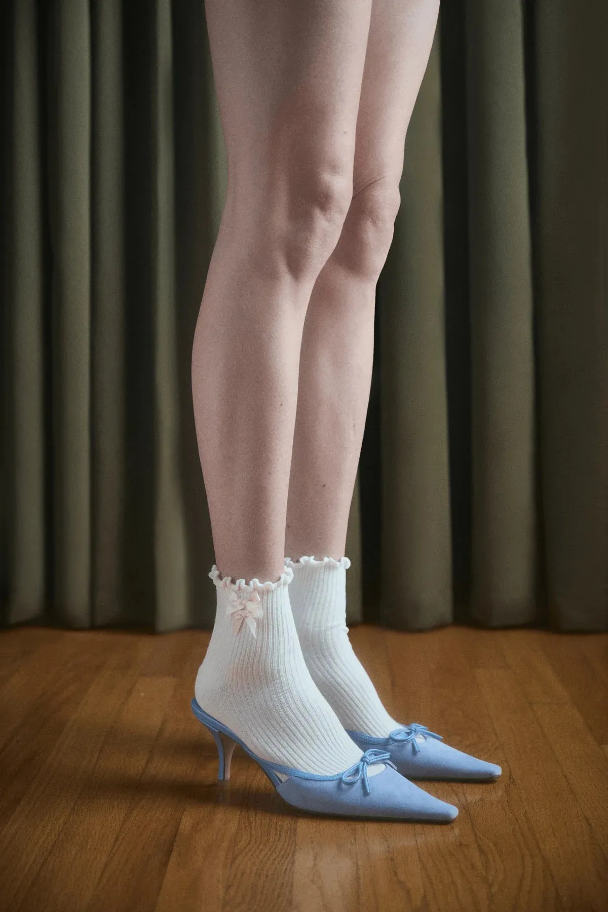 Duo Bow Socks White