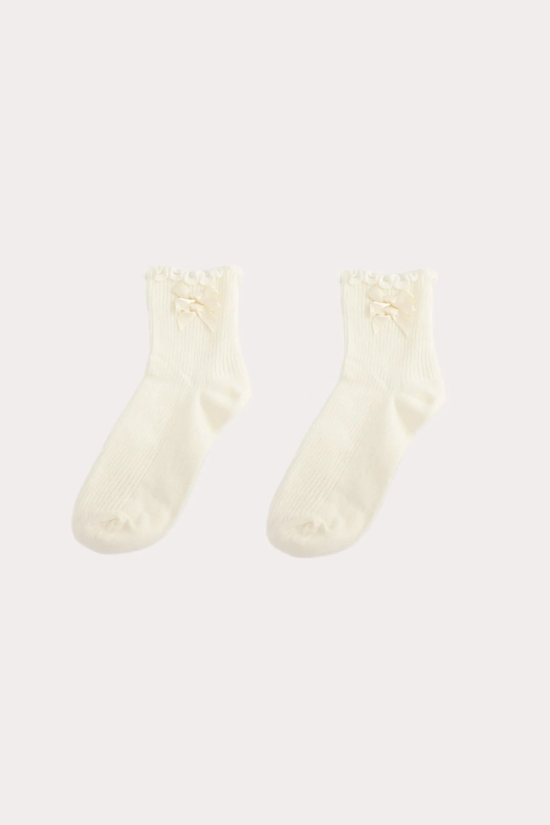 Duo Bow Socks White