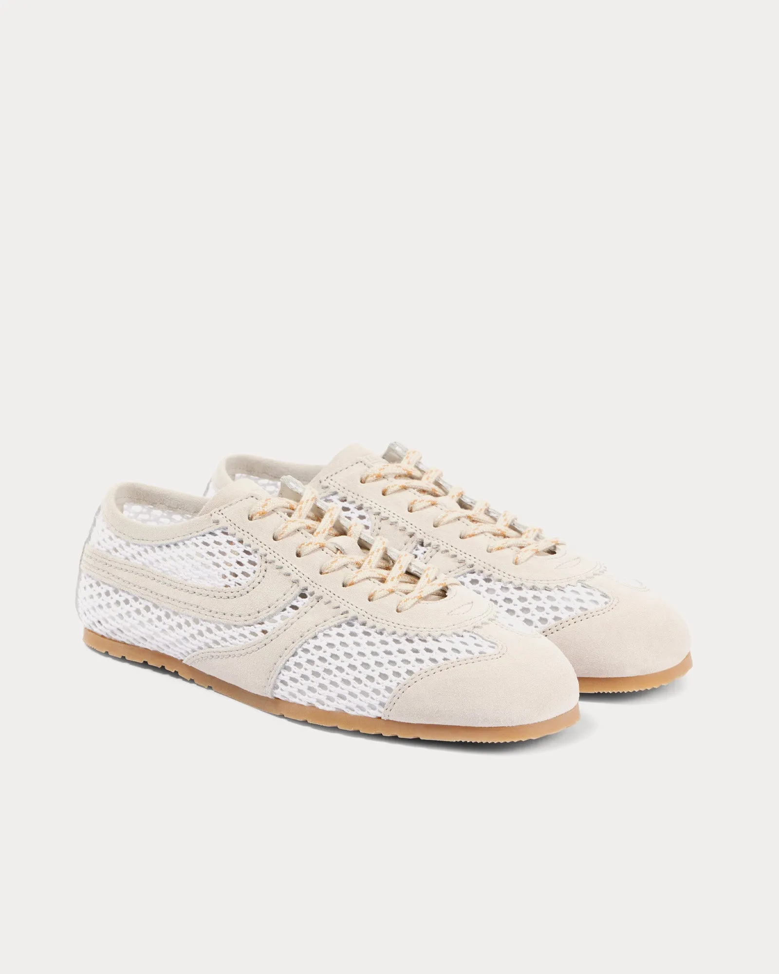 Dustin Mesh Leather White Low Top Sneakers