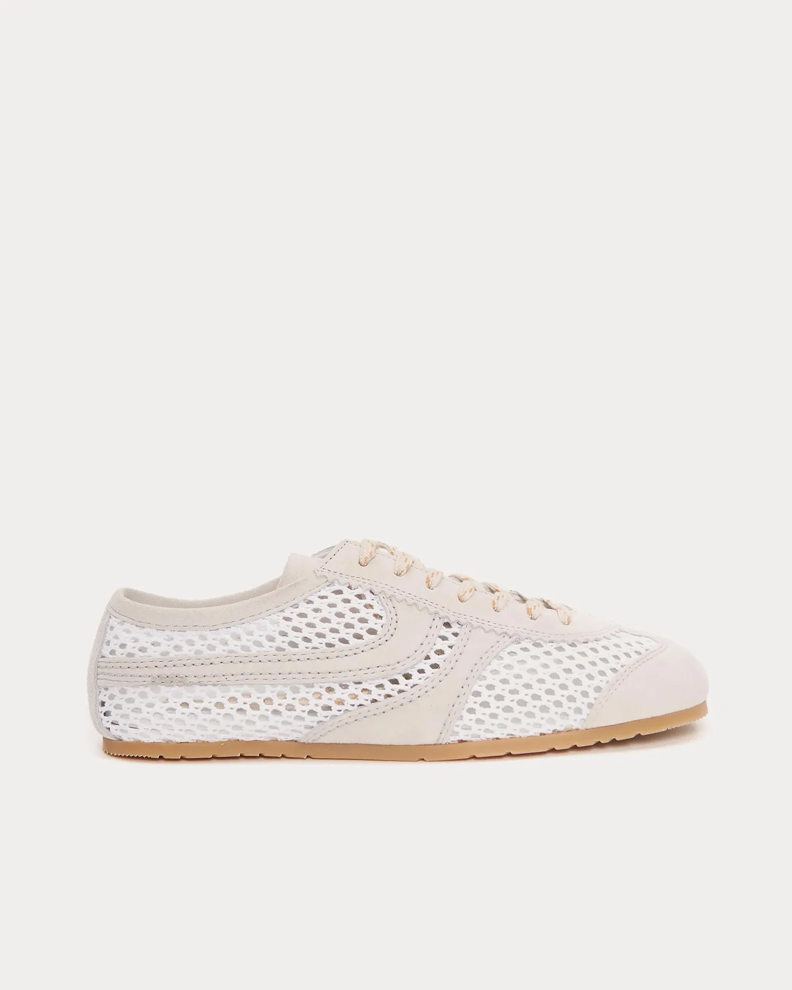 Dustin Mesh Leather White Low Top Sneakers