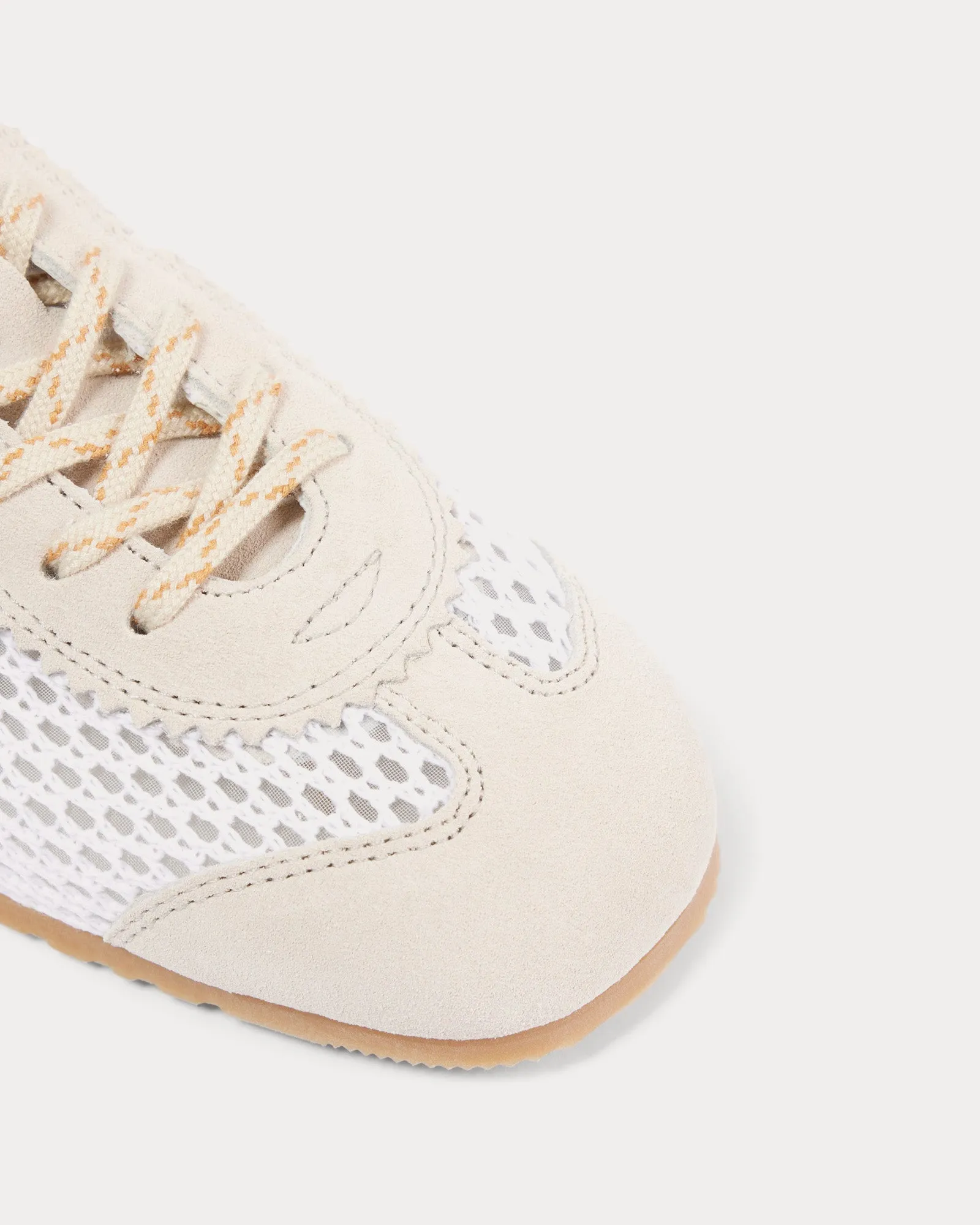 Dustin Mesh Leather White Low Top Sneakers