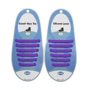 elastic lazy no-tie silicone speed laces - Purple (Adults)