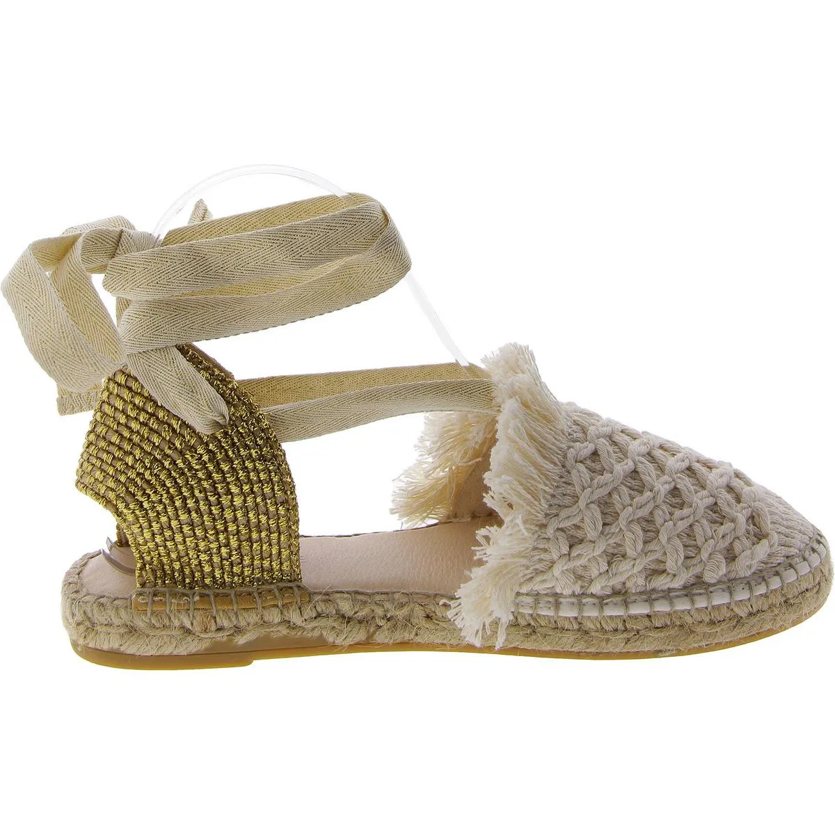 Free People Womens Vida Espadrille Wrap Metallic Padded Insole Lace Up Flats
