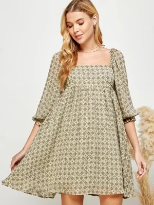 Geometric Print Babydoll Dress