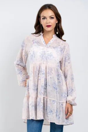 Hada Women's Long Sleeve Printed Casual Top
