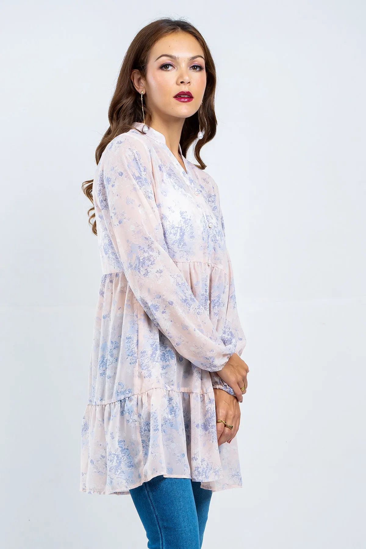 Hada Women's Long Sleeve Printed Casual Top