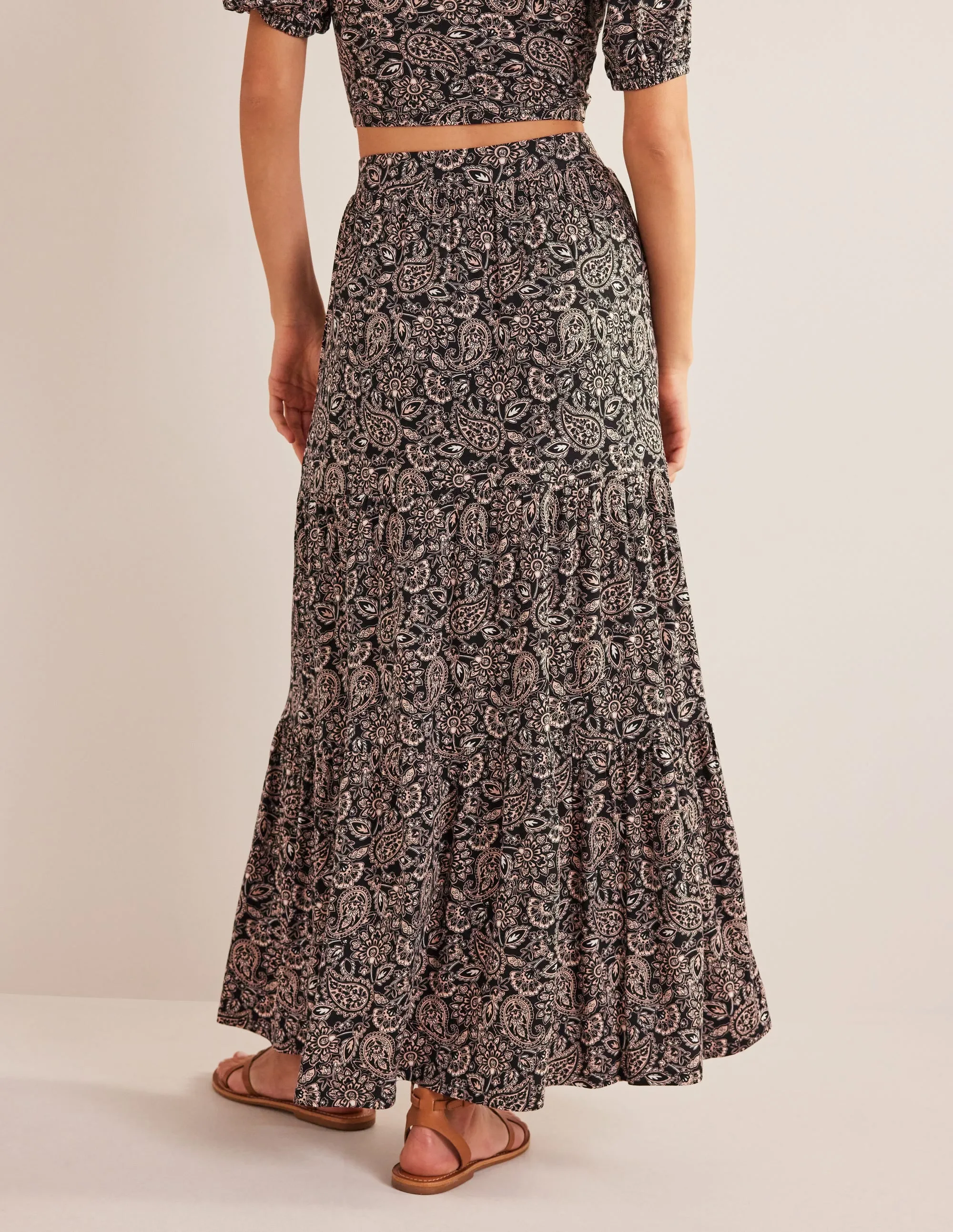 Jersey Maxi Skirt-Black, Paisley Terrace