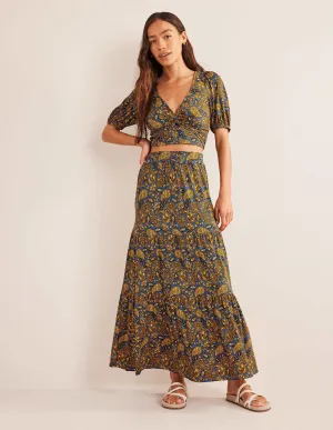 Jersey Maxi Skirt-Harvest Gold, Paisley Terrace