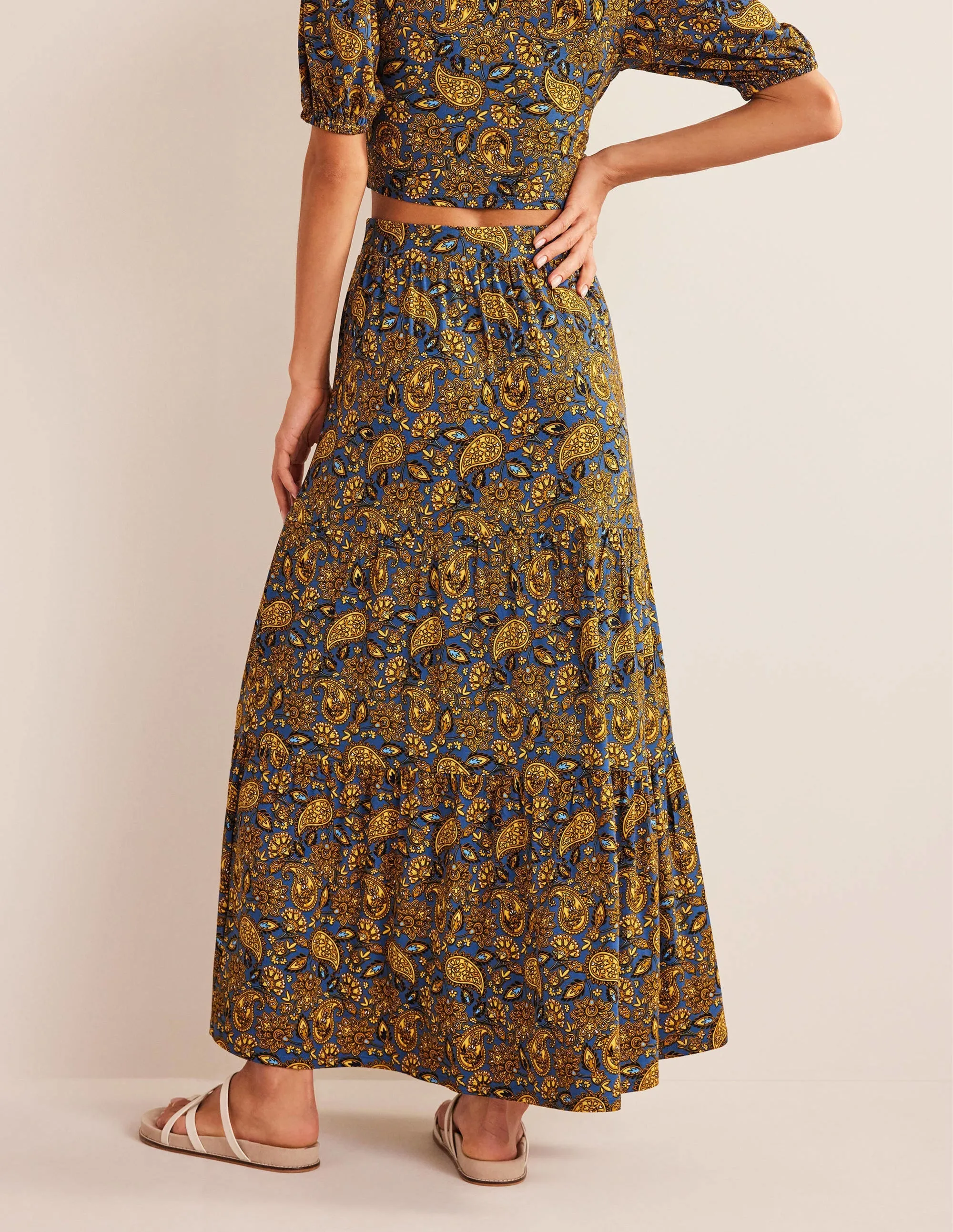Jersey Maxi Skirt-Harvest Gold, Paisley Terrace