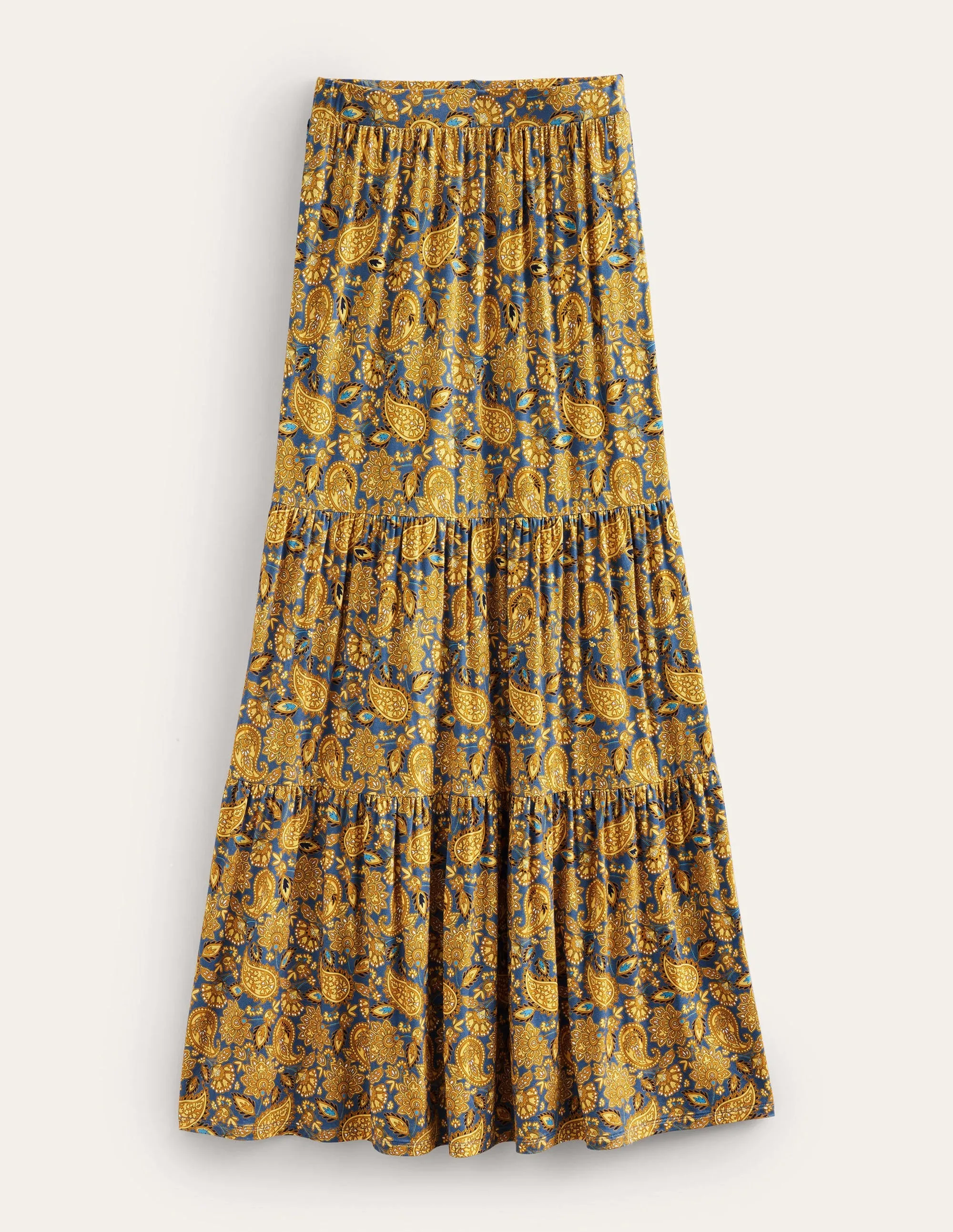 Jersey Maxi Skirt-Harvest Gold, Paisley Terrace