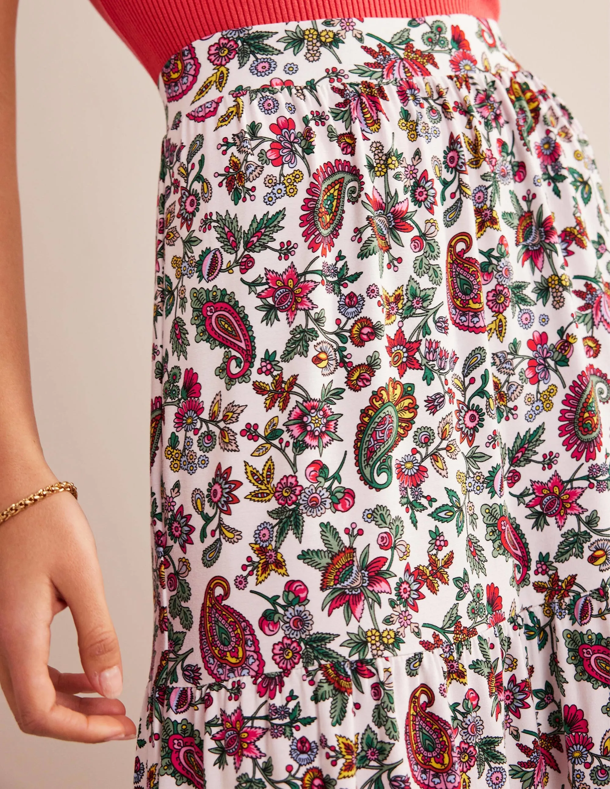 Jersey Maxi Skirt-Multi, Dandelion Paisley