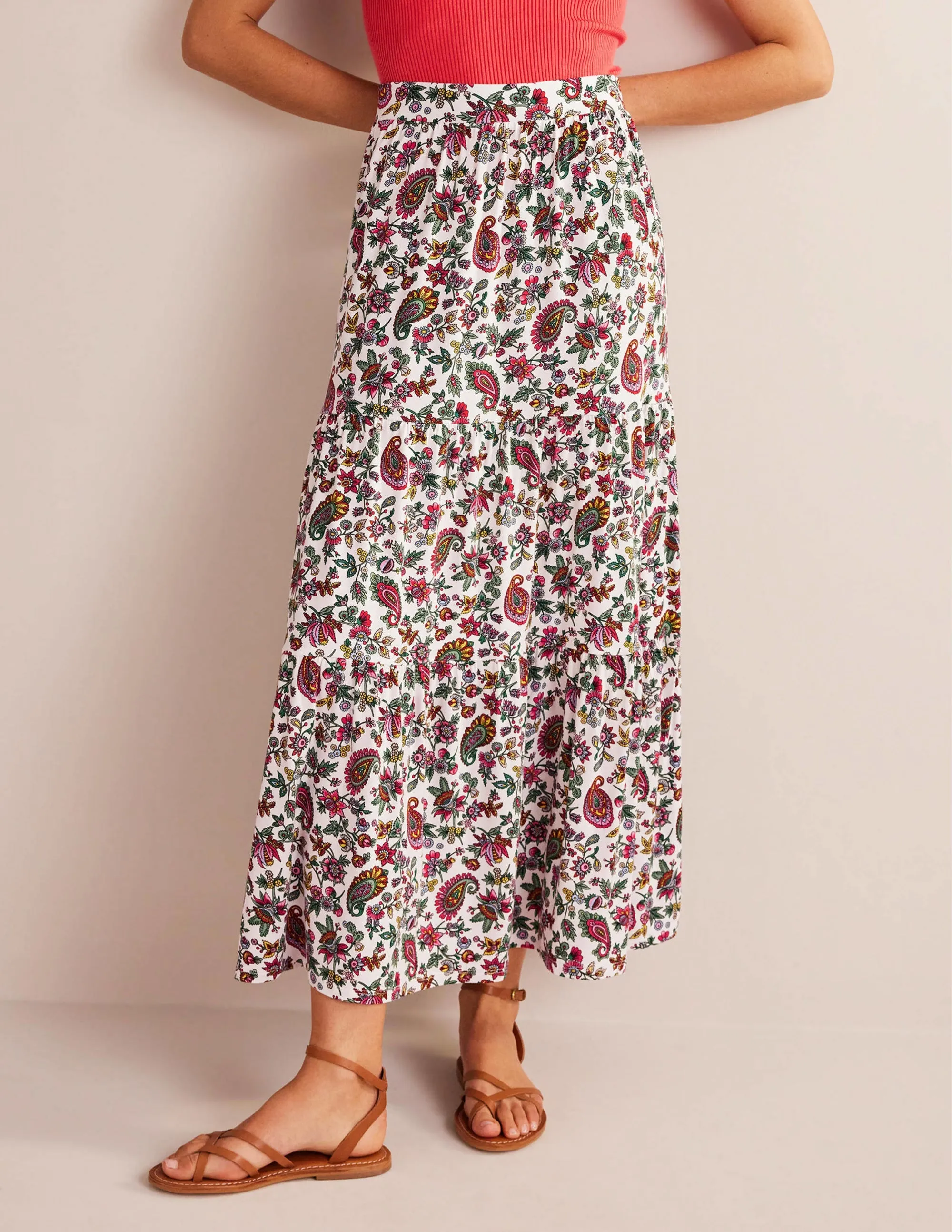 Jersey Maxi Skirt-Multi, Dandelion Paisley