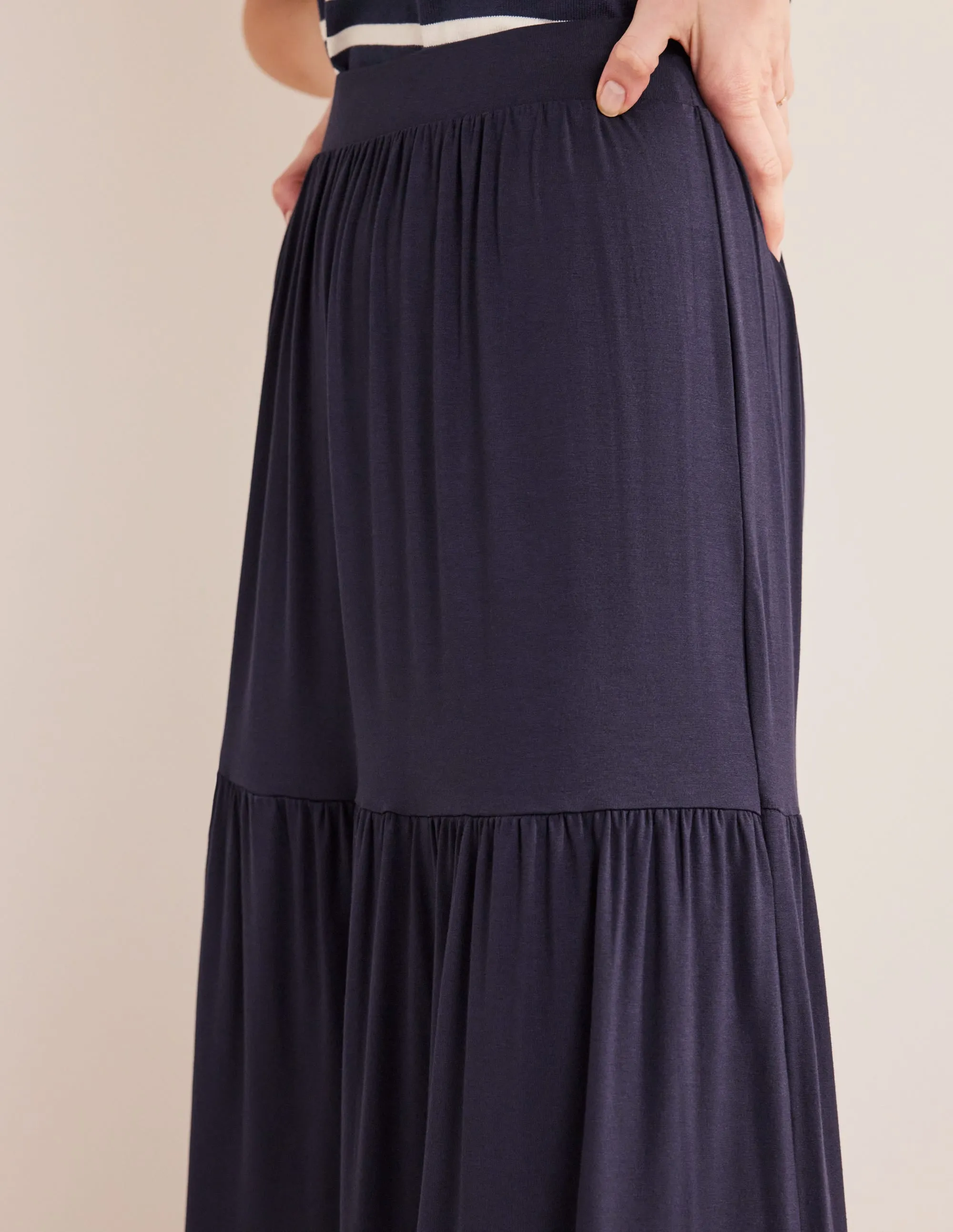 Jersey Maxi Skirt-Navy