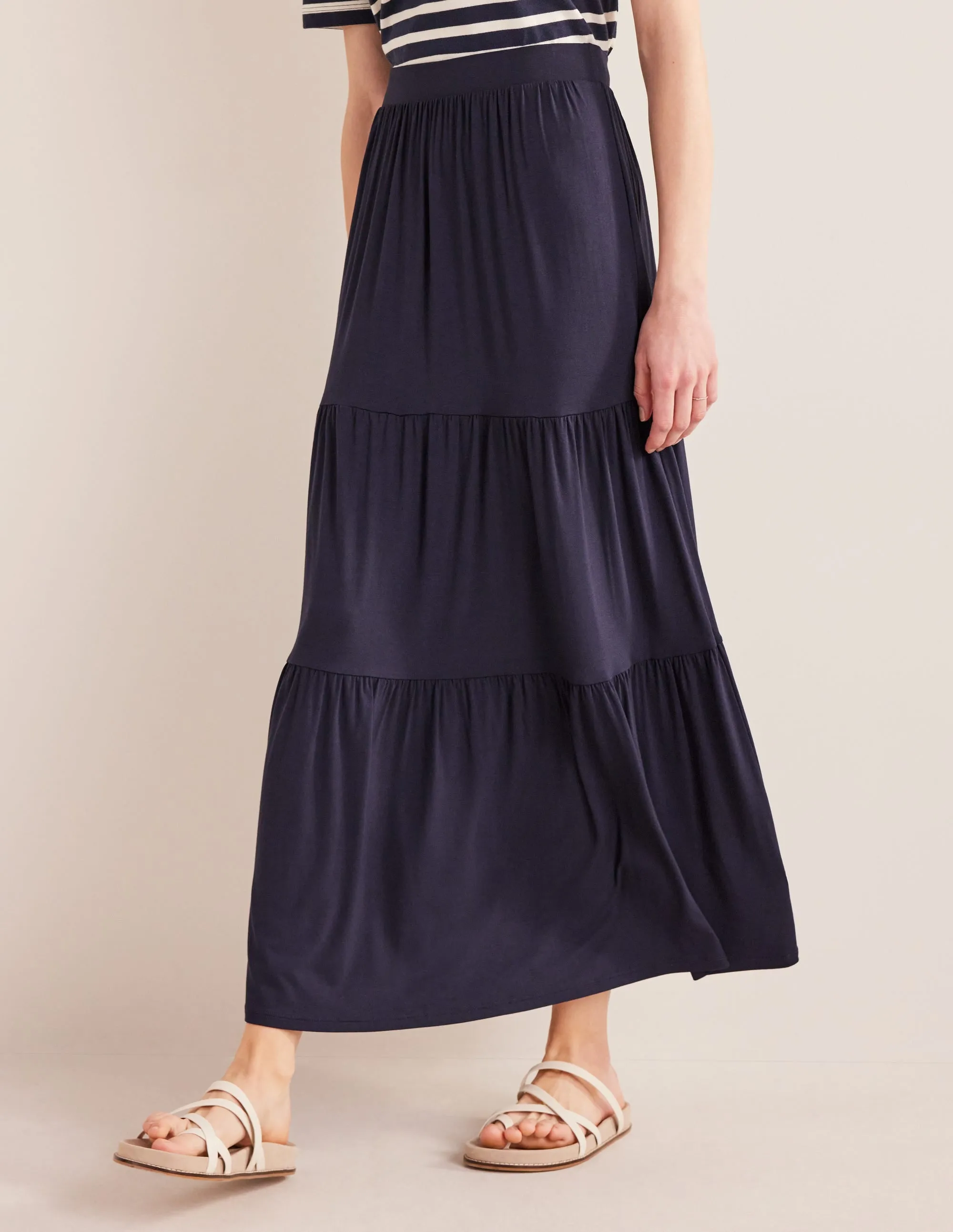 Jersey Maxi Skirt-Navy