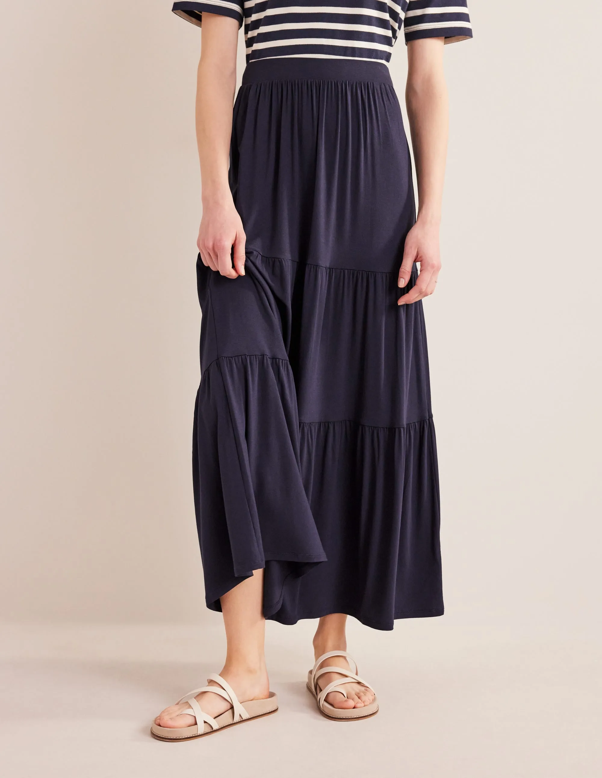 Jersey Maxi Skirt-Navy