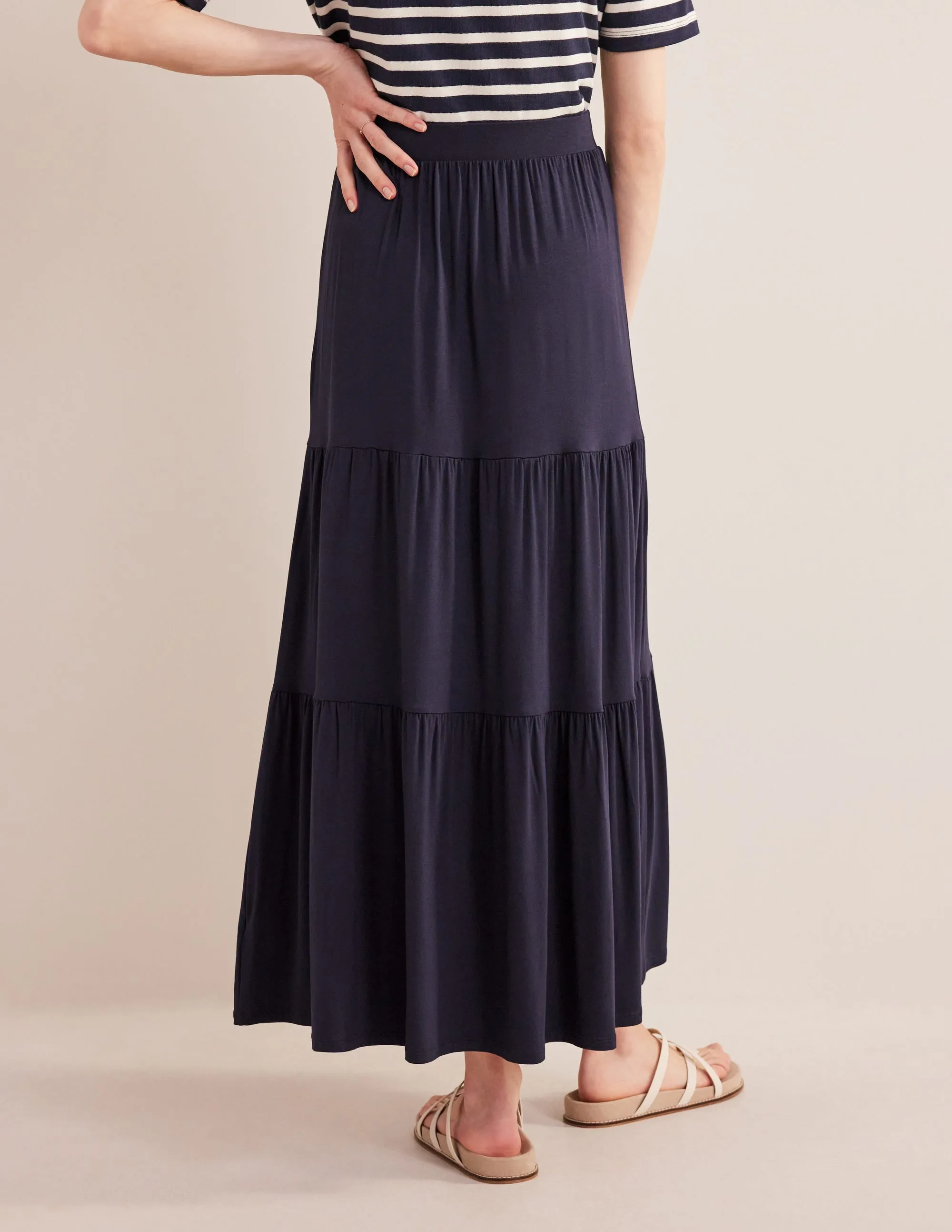 Jersey Maxi Skirt-Navy