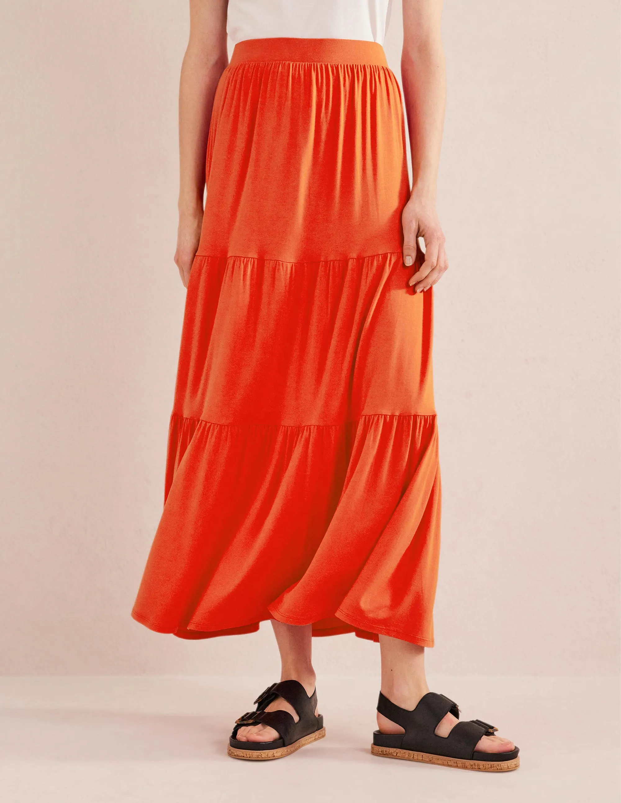 Jersey Maxi Skirt-Vermillion
