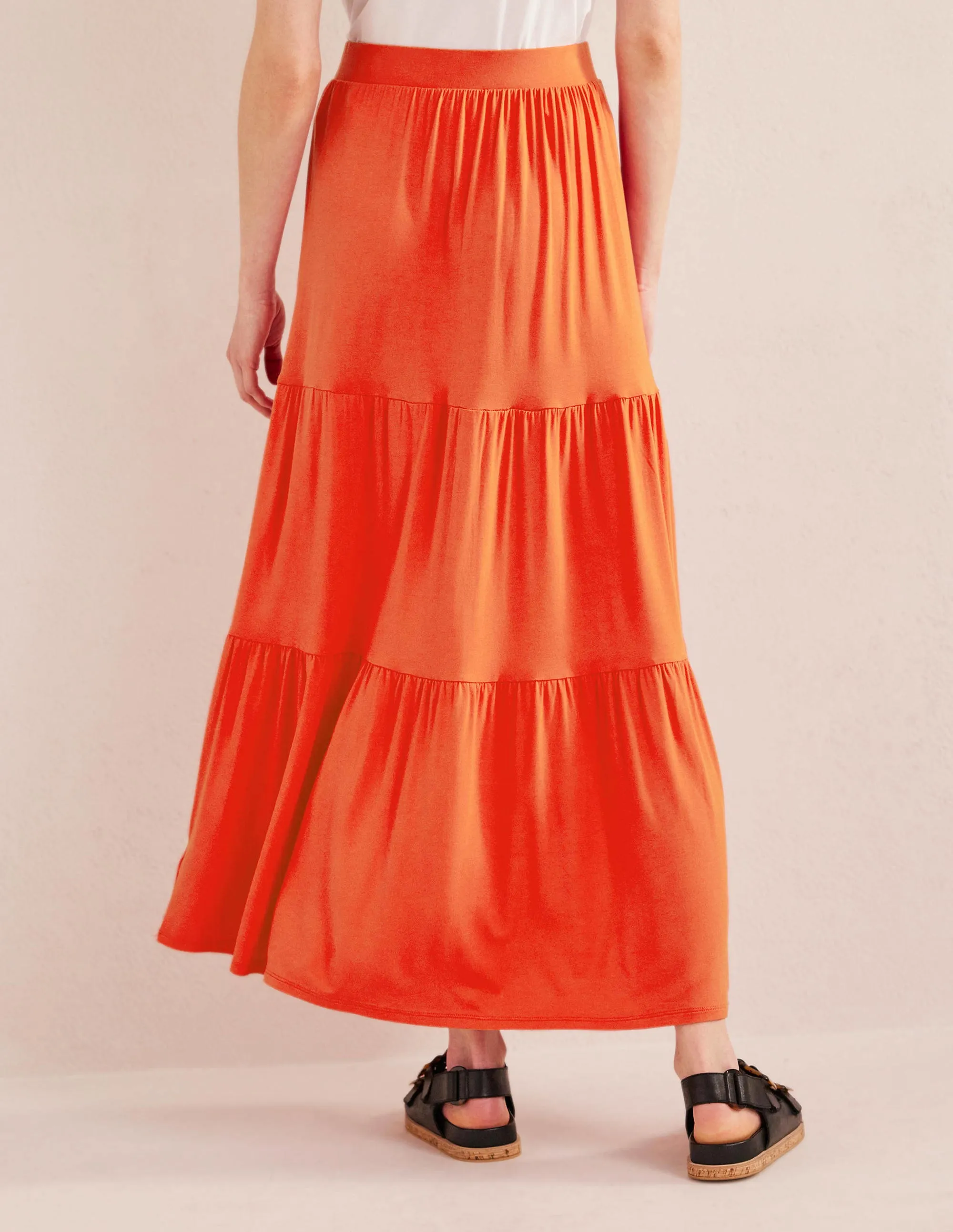 Jersey Maxi Skirt-Vermillion