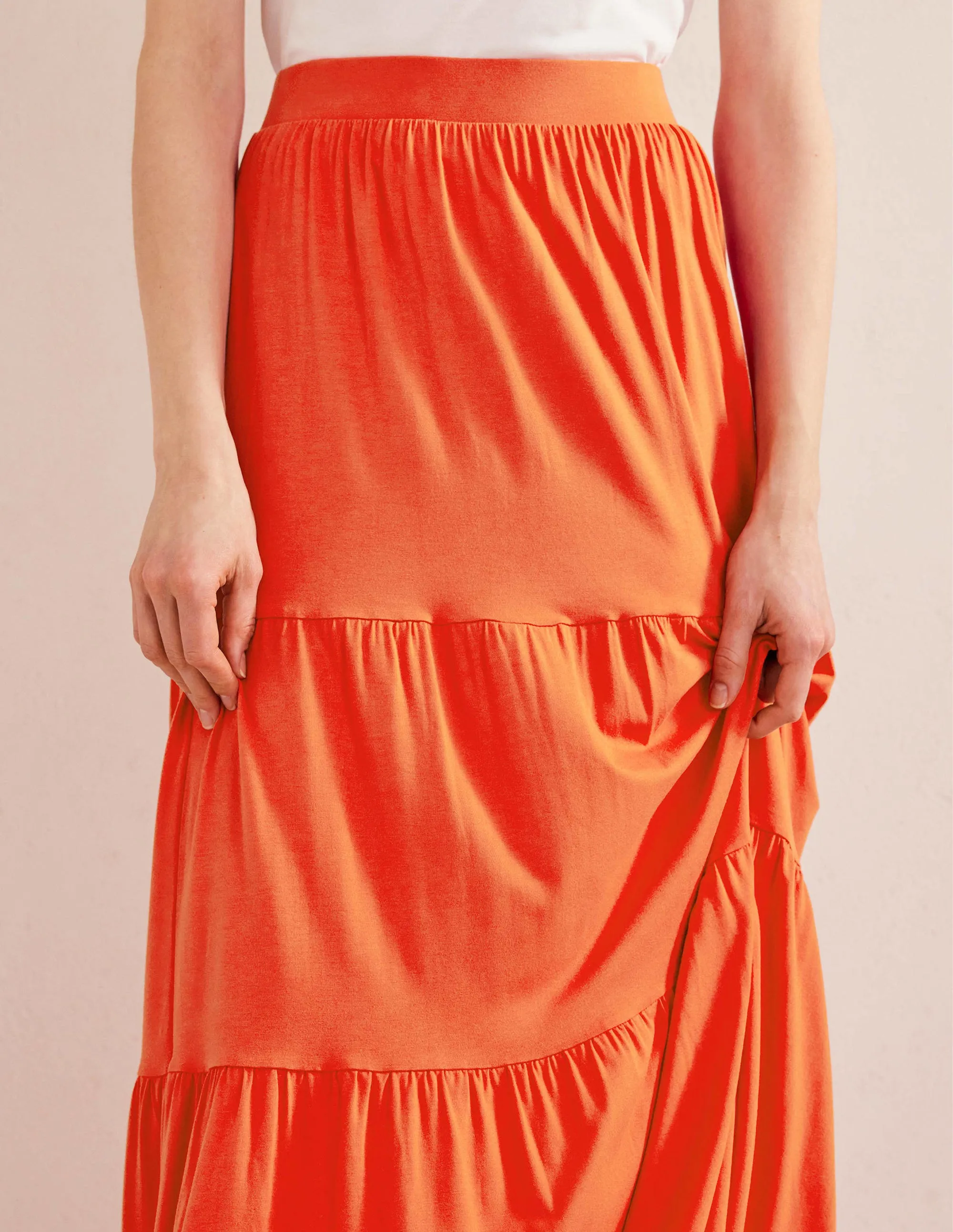 Jersey Maxi Skirt-Vermillion