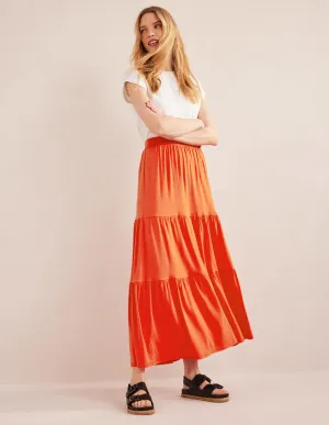 Jersey Maxi Skirt-Vermillion