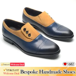 Leather Double Color Leather Shoes Men's Dress Casual Loafers