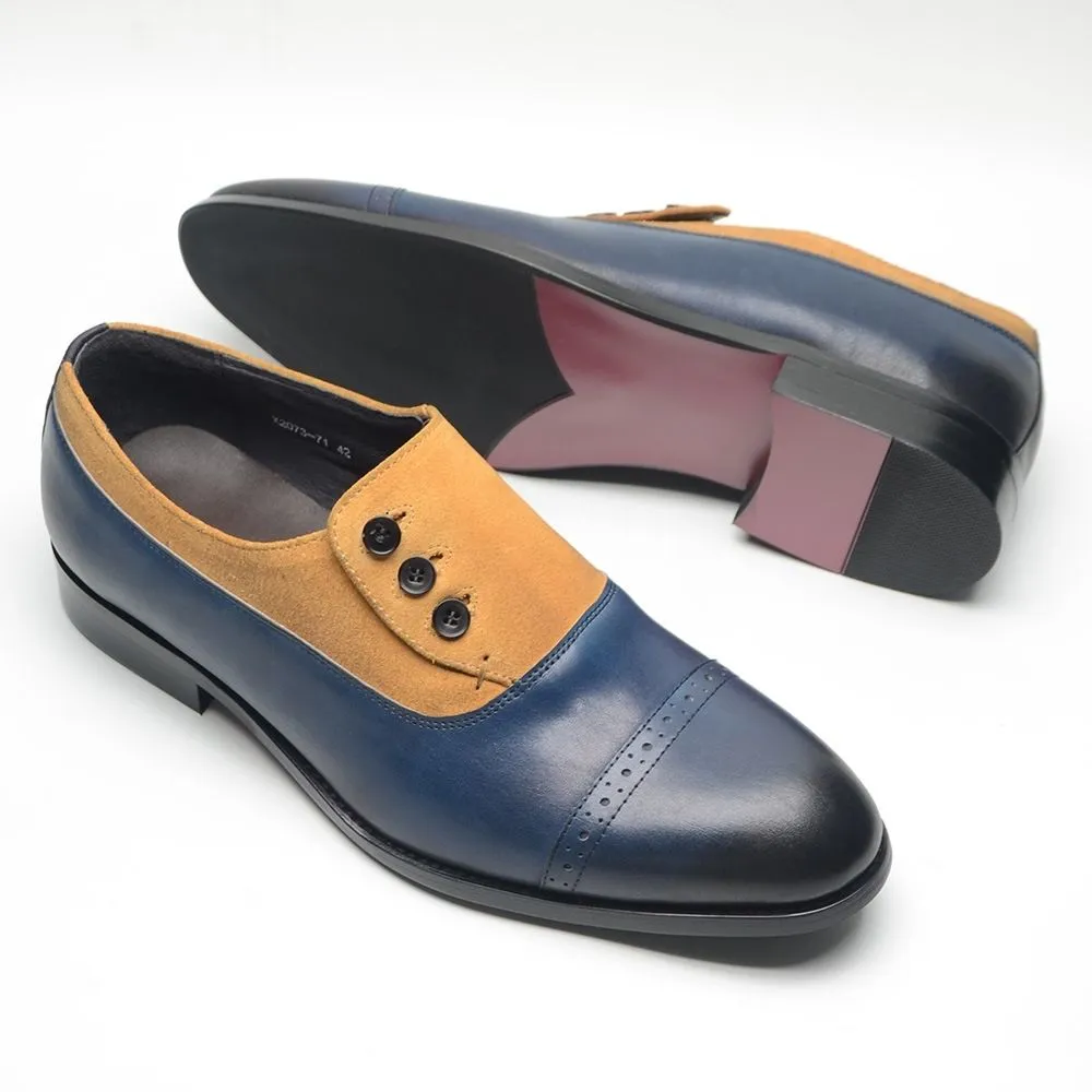 Leather Double Color Leather Shoes Men's Dress Casual Loafers