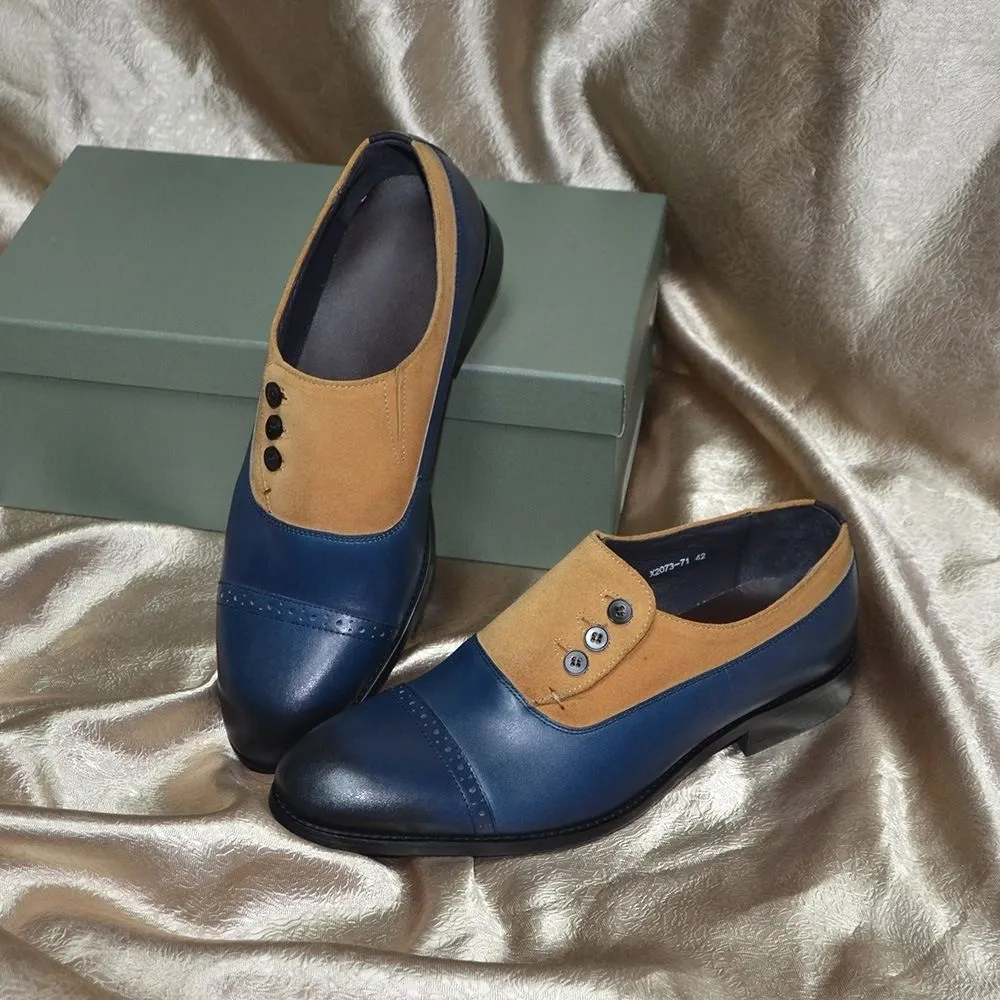 Leather Double Color Leather Shoes Men's Dress Casual Loafers