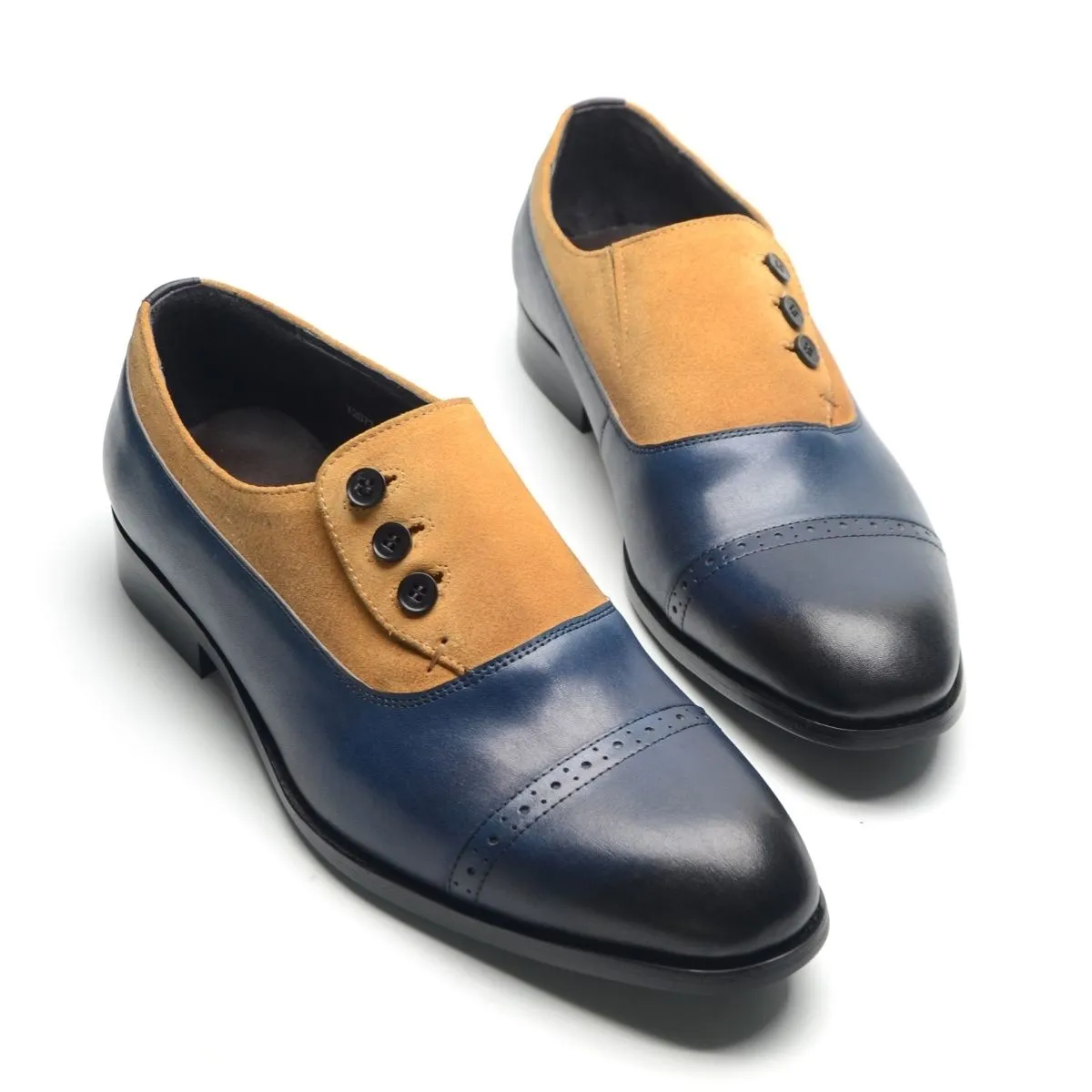 Leather Double Color Leather Shoes Men's Dress Casual Loafers