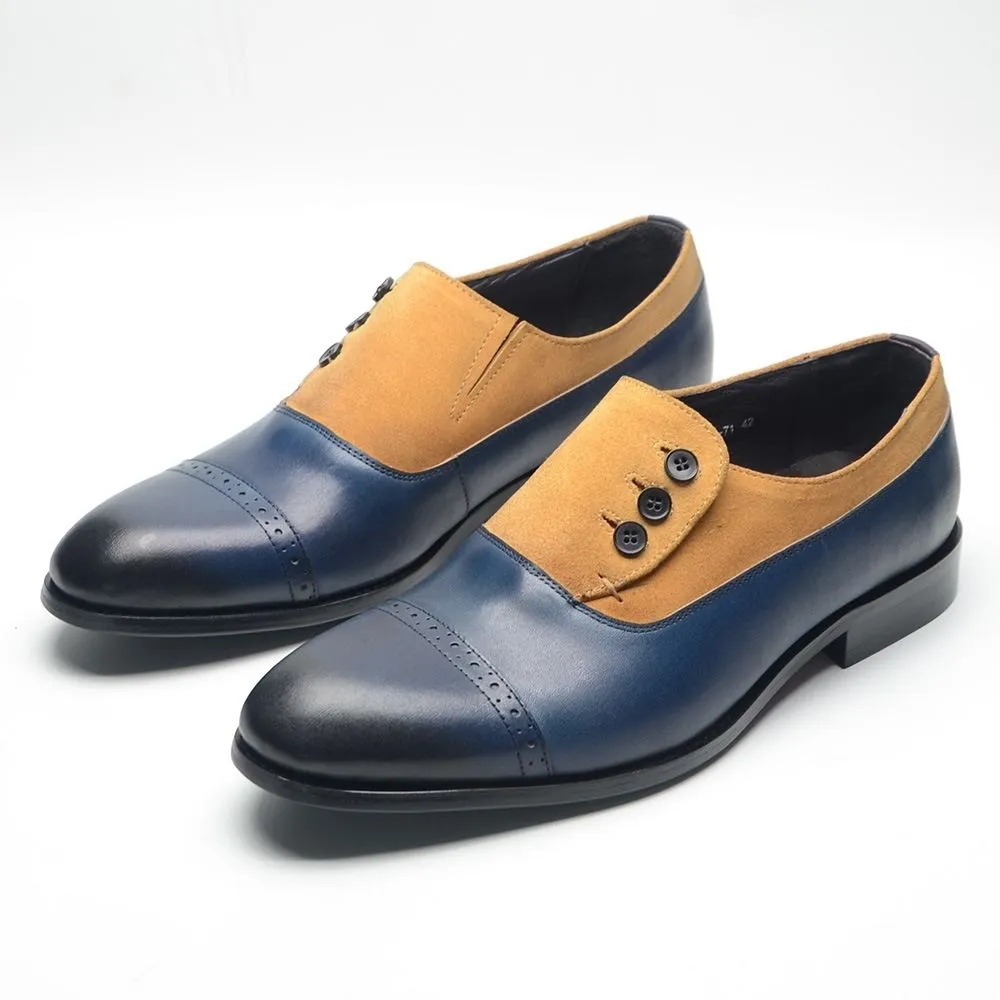 Leather Double Color Leather Shoes Men's Dress Casual Loafers
