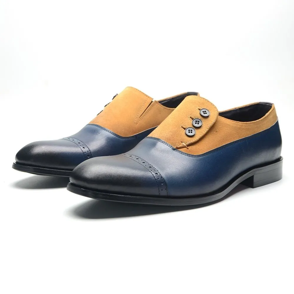 Leather Double Color Leather Shoes Men's Dress Casual Loafers